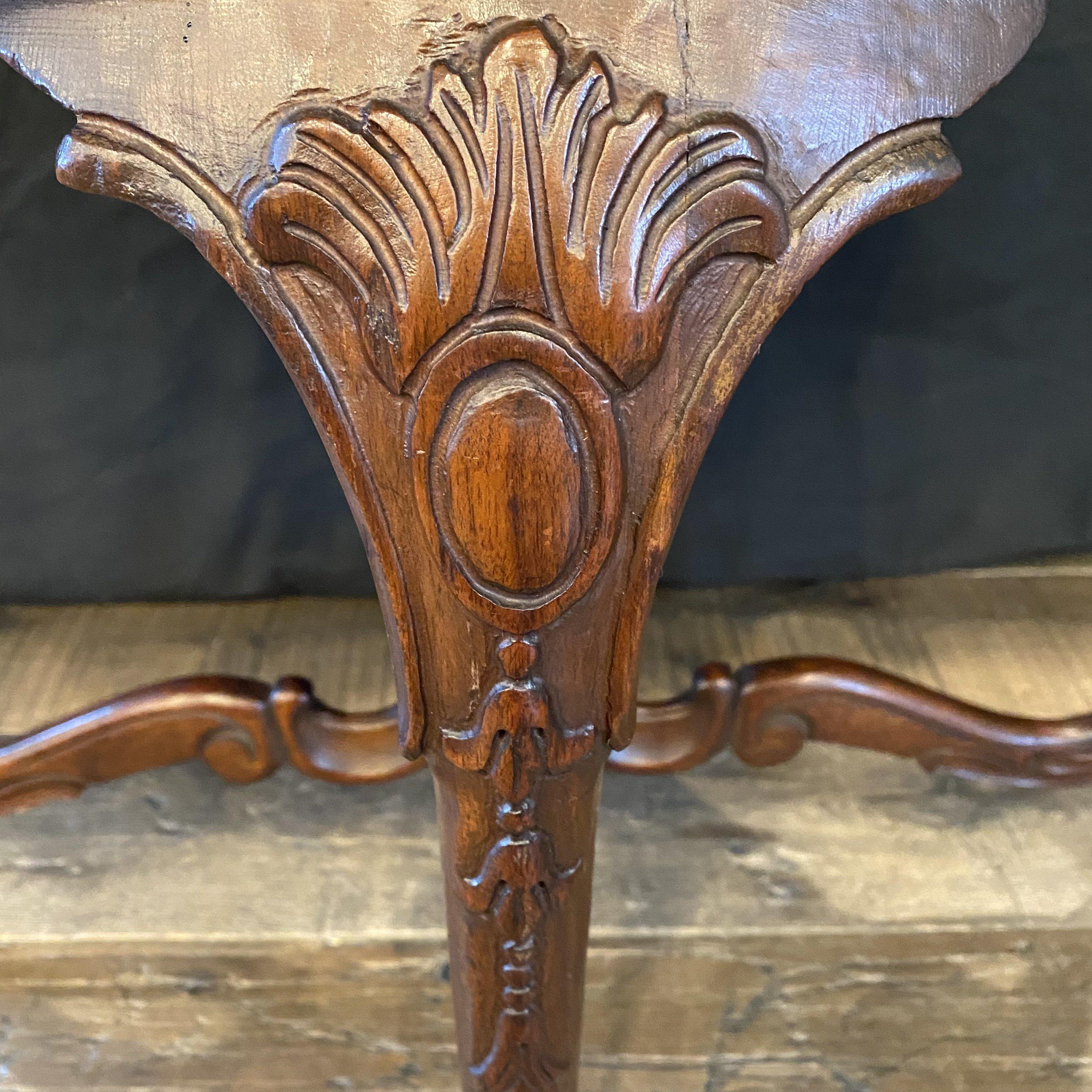 Gorgeous French Louis XV Carved Antique Walnut Side Table or Coffee Table 5
