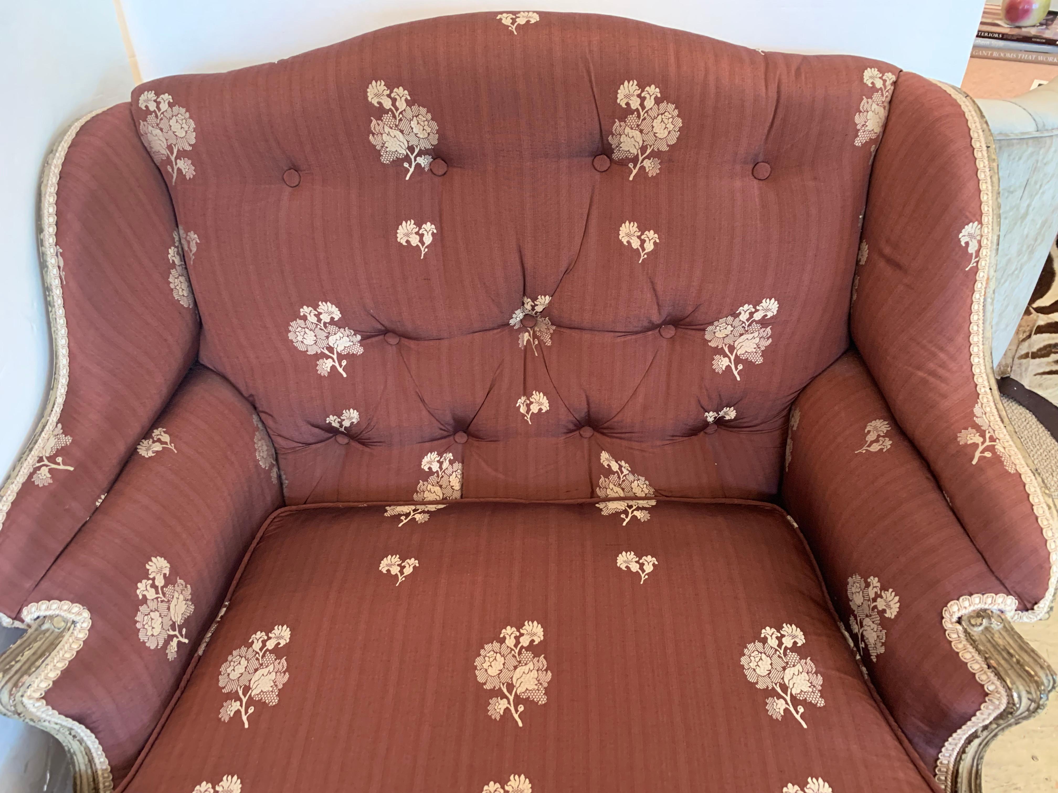 Upholstery Gorgeous French Louis XV Club Chair Dressed Up in Rose Tarlow Fabric
