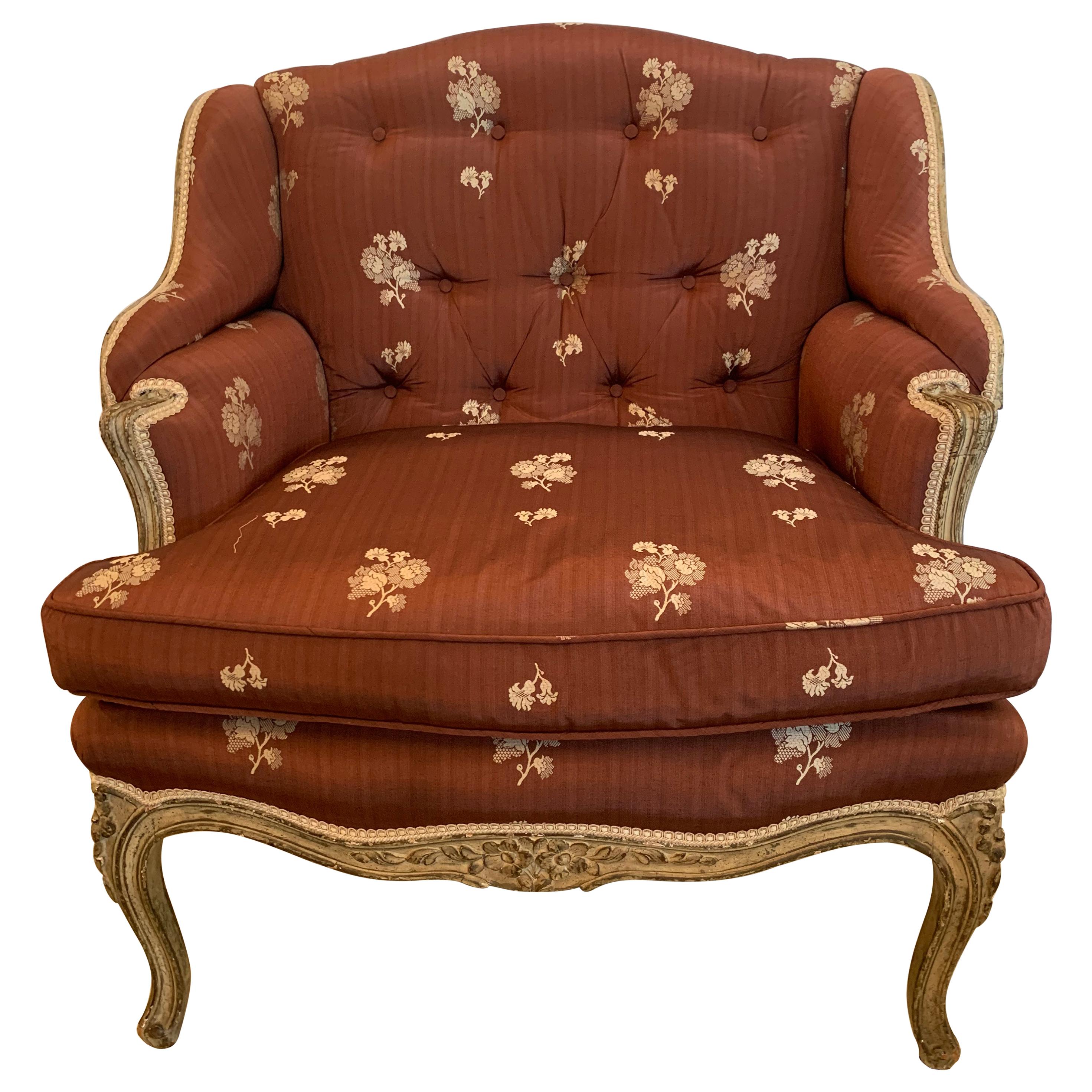 Gorgeous French Louis XV Club Chair Dressed Up in Rose Tarlow Fabric