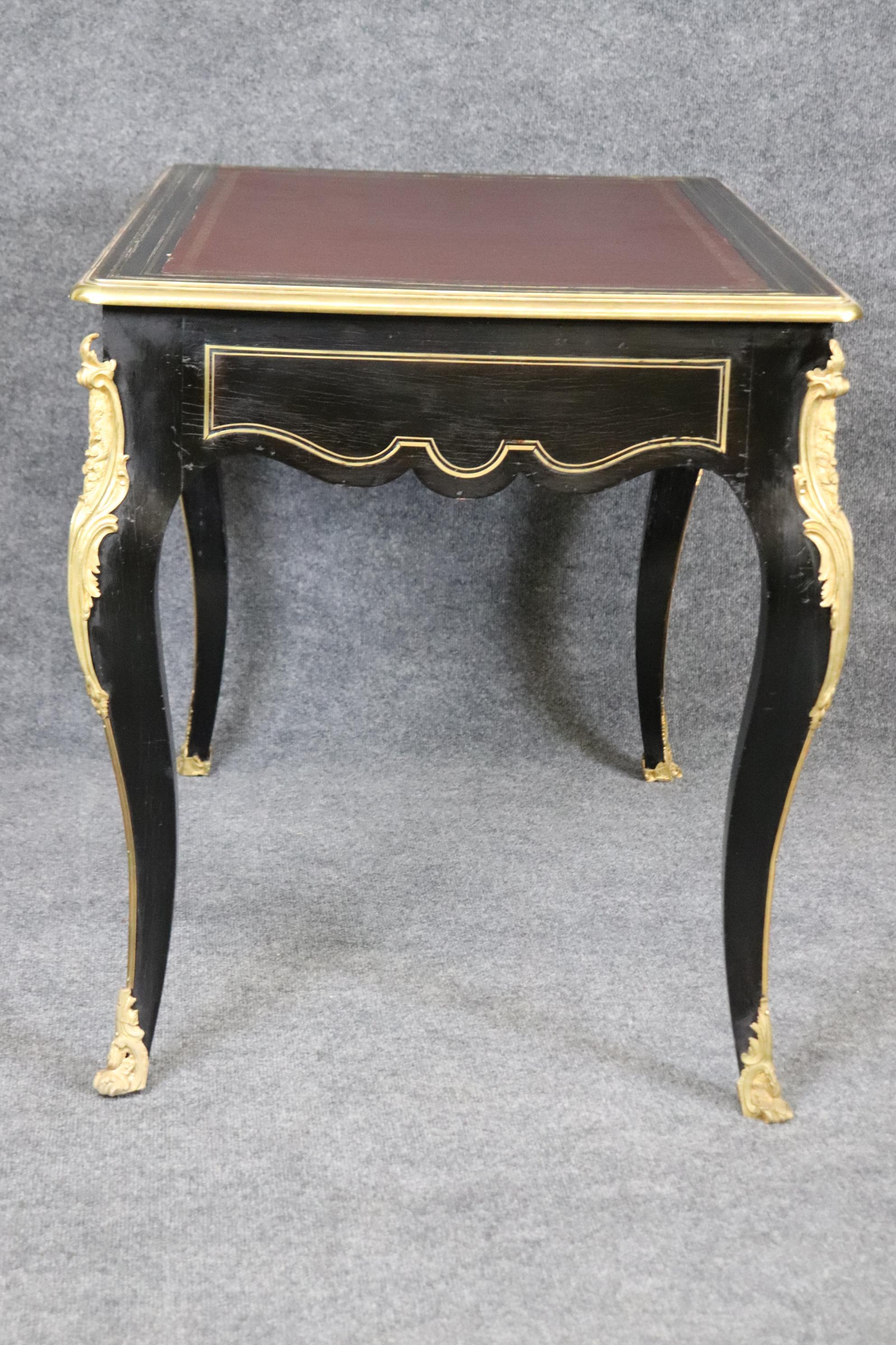 Bronze Gorgeous French Louis XV Style Ebonized Writing Executive Desk  For Sale