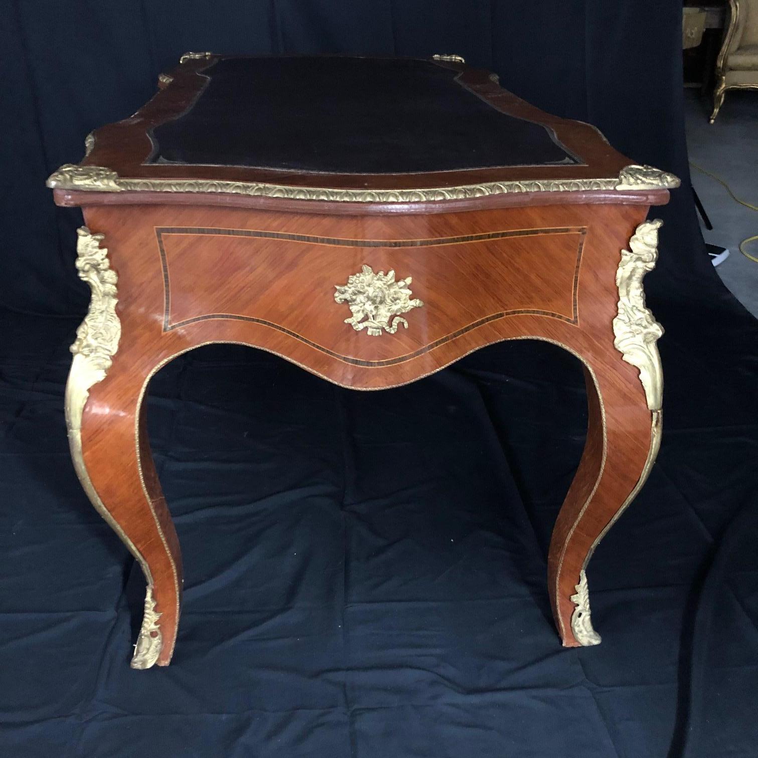 Mid-20th Century Gorgeous French Louis XV Style Two-Sided Bureau Plat Desk
