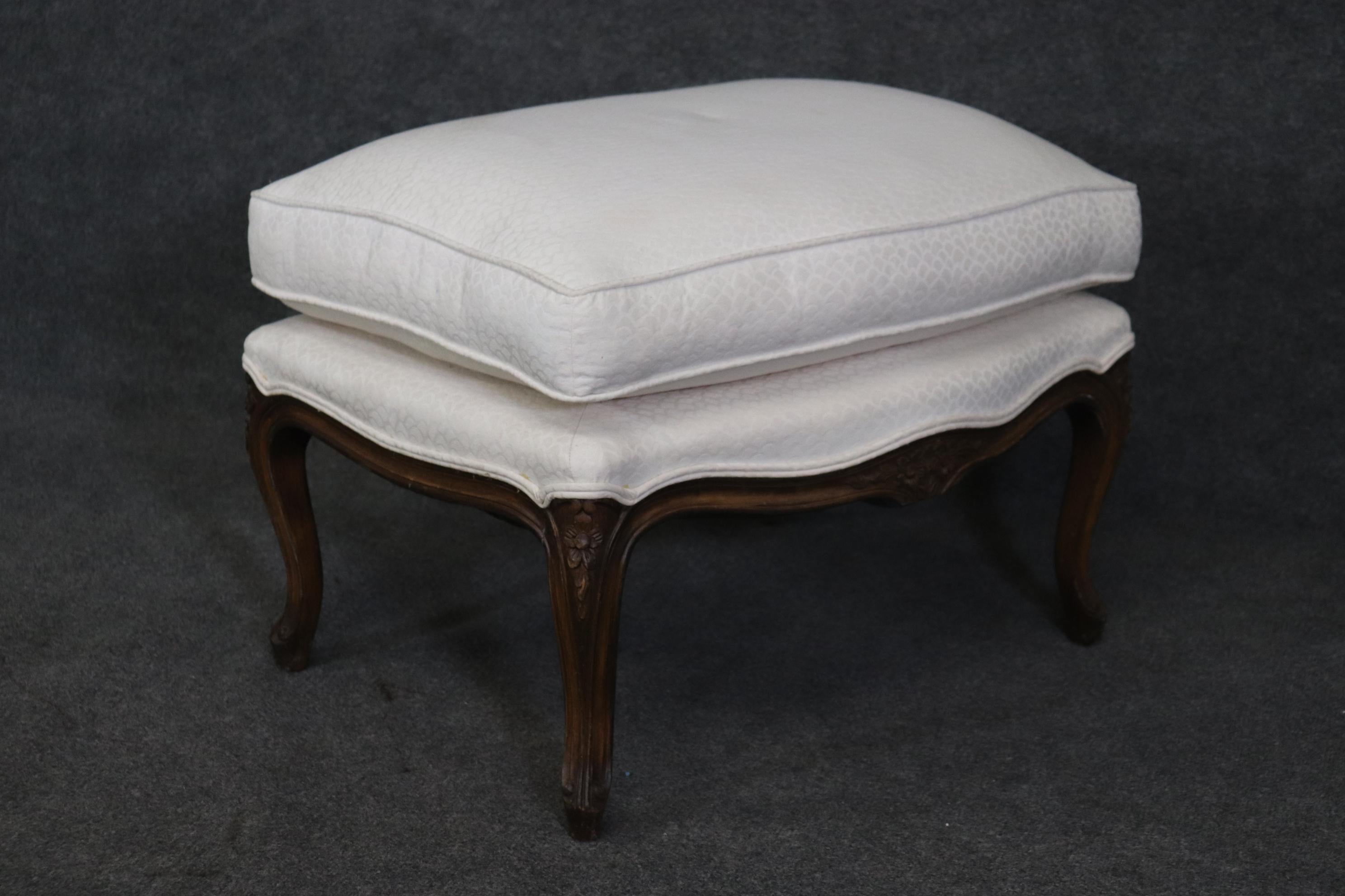Gorgeous French Louis XV Style Walnut Bergere Chair with Matching Ottoman  6