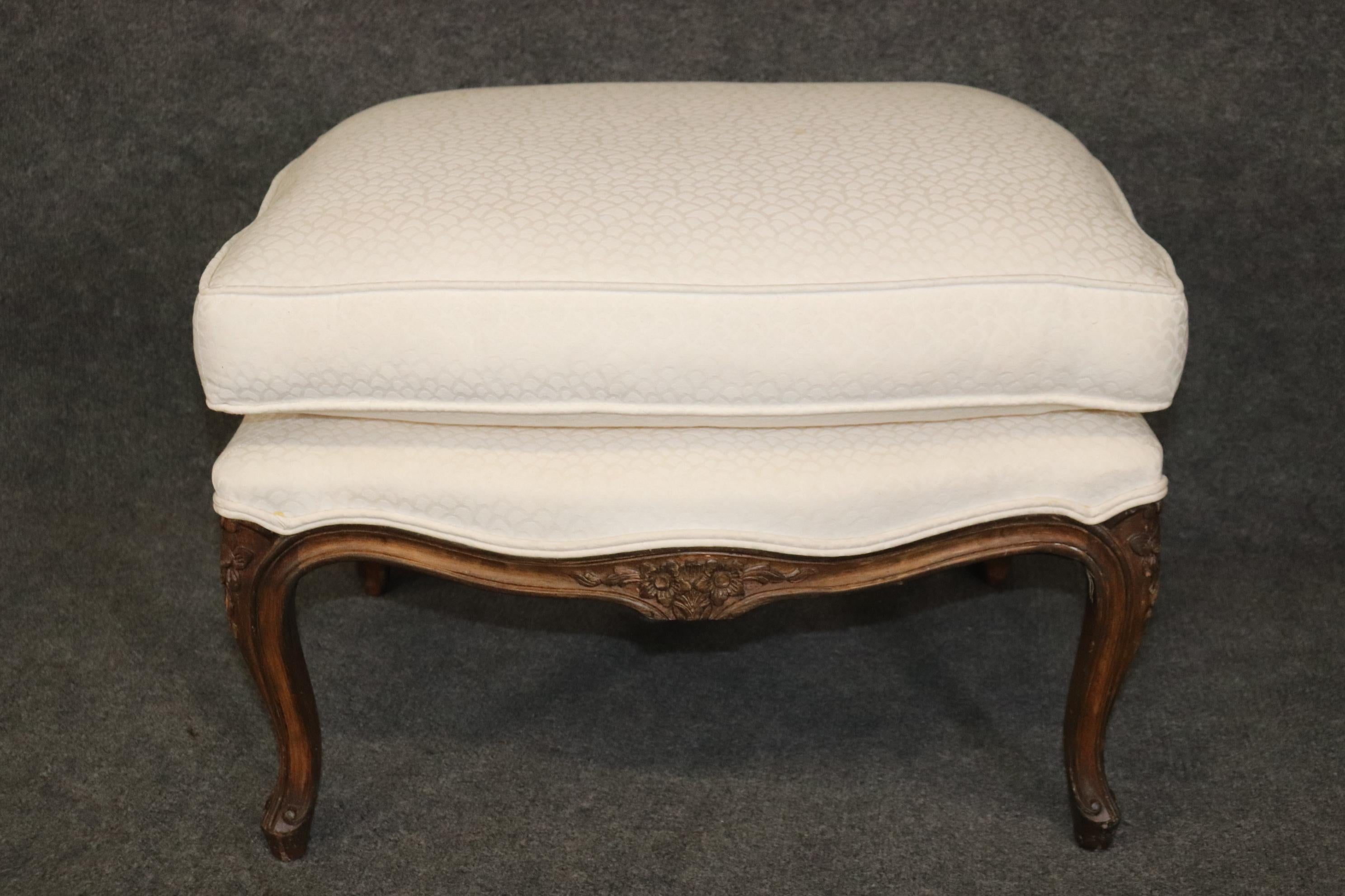 Gorgeous French Louis XV Style Walnut Bergere Chair with Matching Ottoman  8