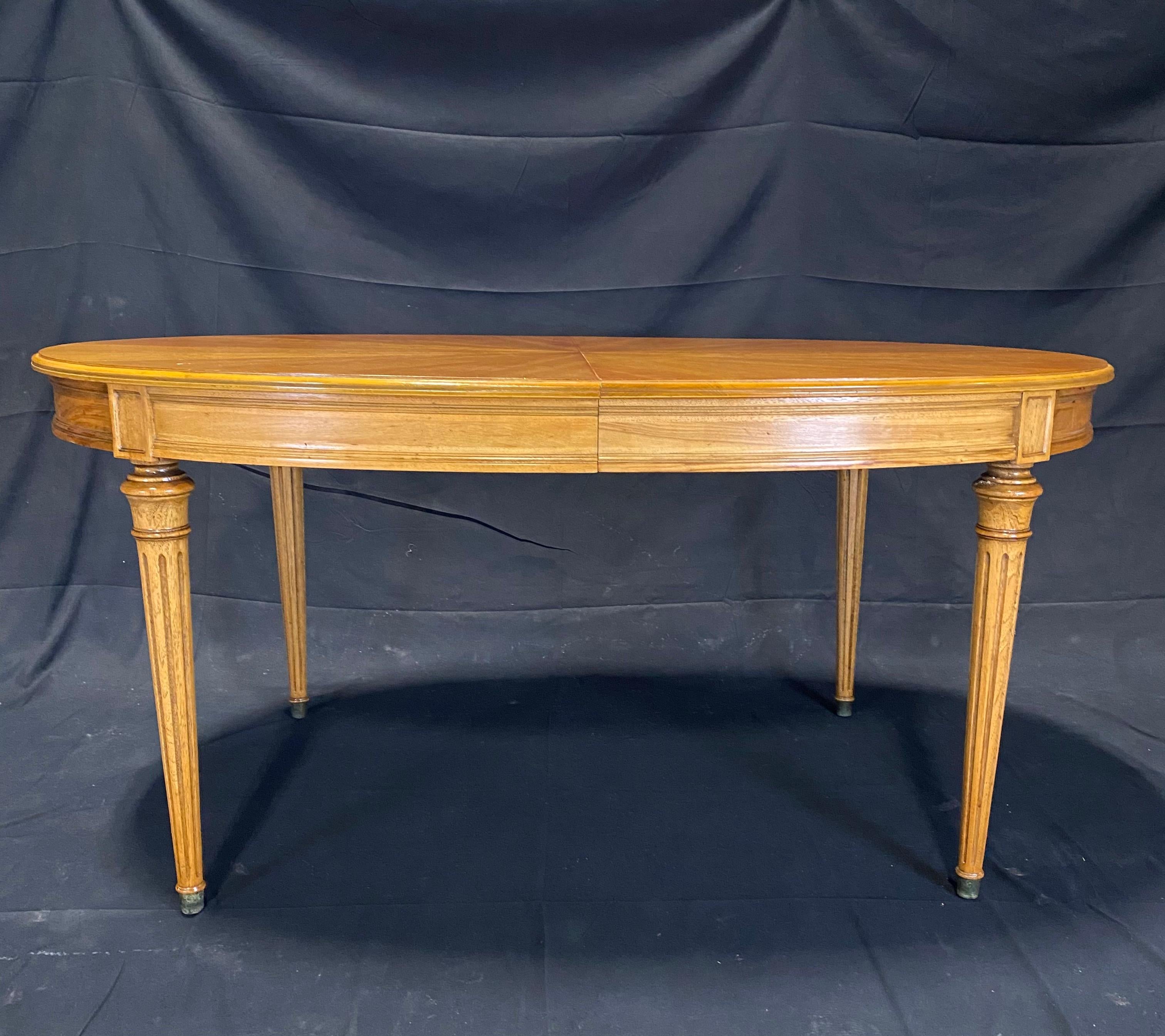 Gorgeous French Louis XVI Style Dining Table with Sunburst Top and Leaves 2