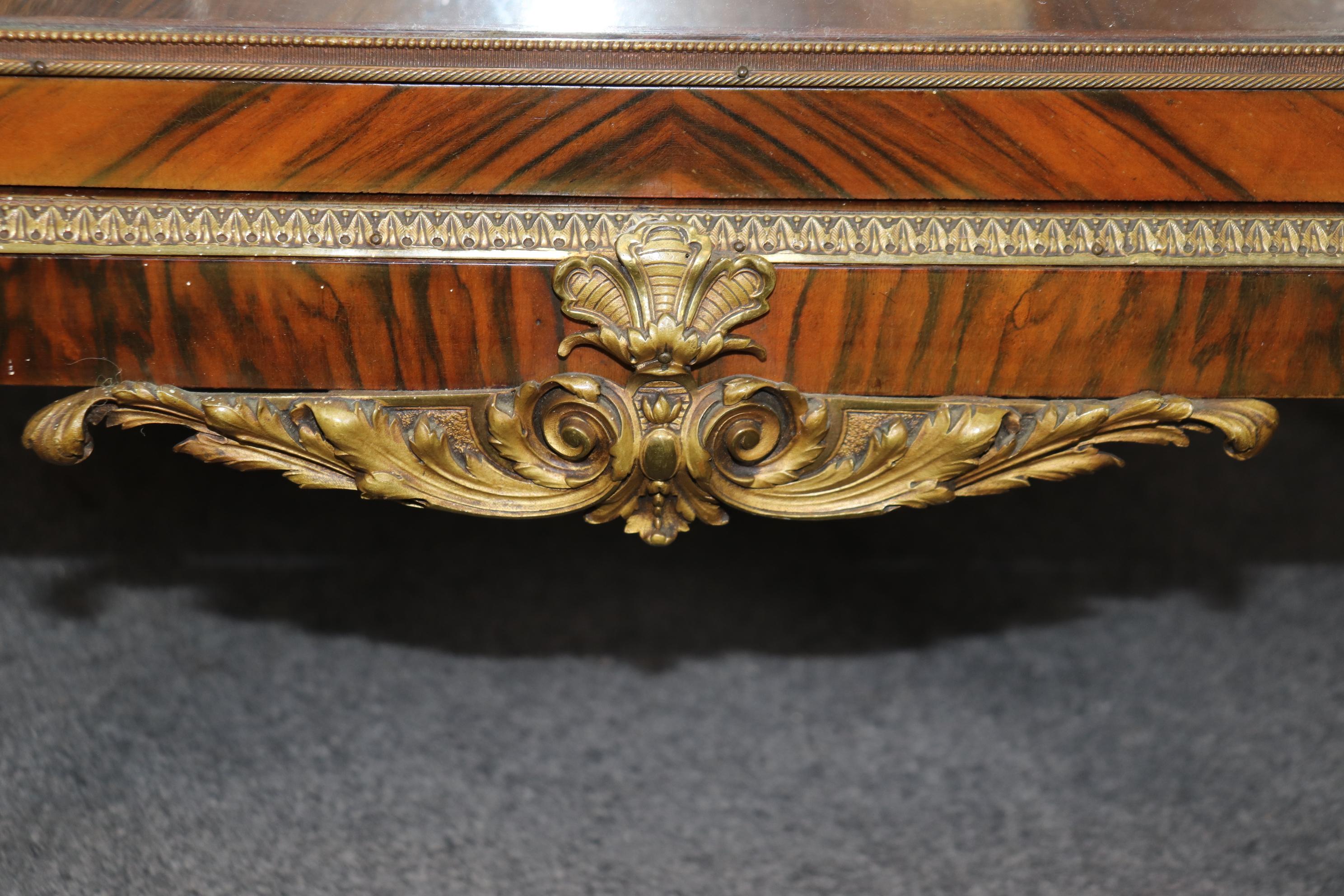 Gorgeous French Marble Top Gilt Bronze Satyr and Cherubs Figural Walnut Vitrine  For Sale 5