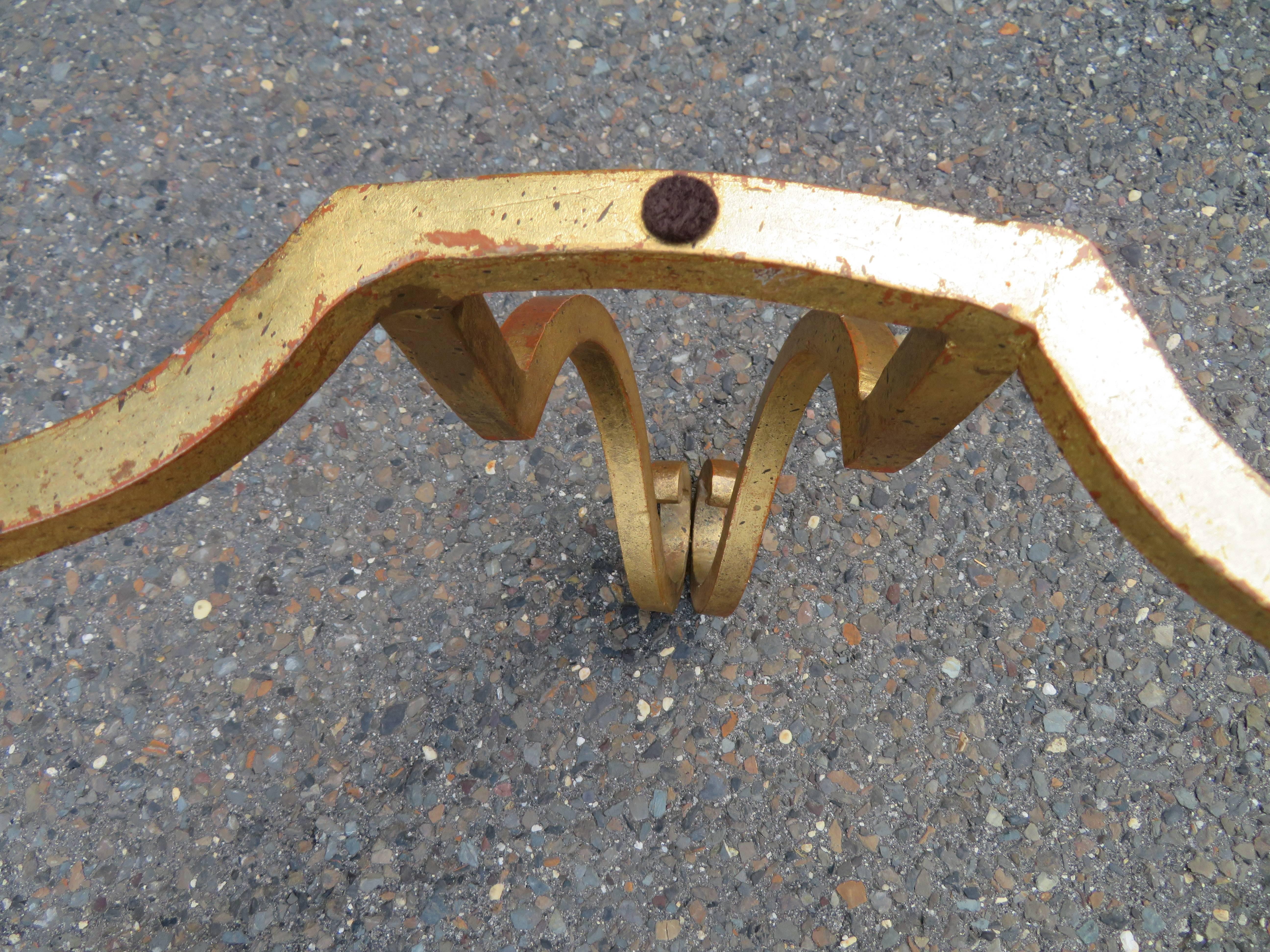 Gorgeous French Midcentury, Art Deco, Gilded Iron Side End Table Maison Ramsay 3