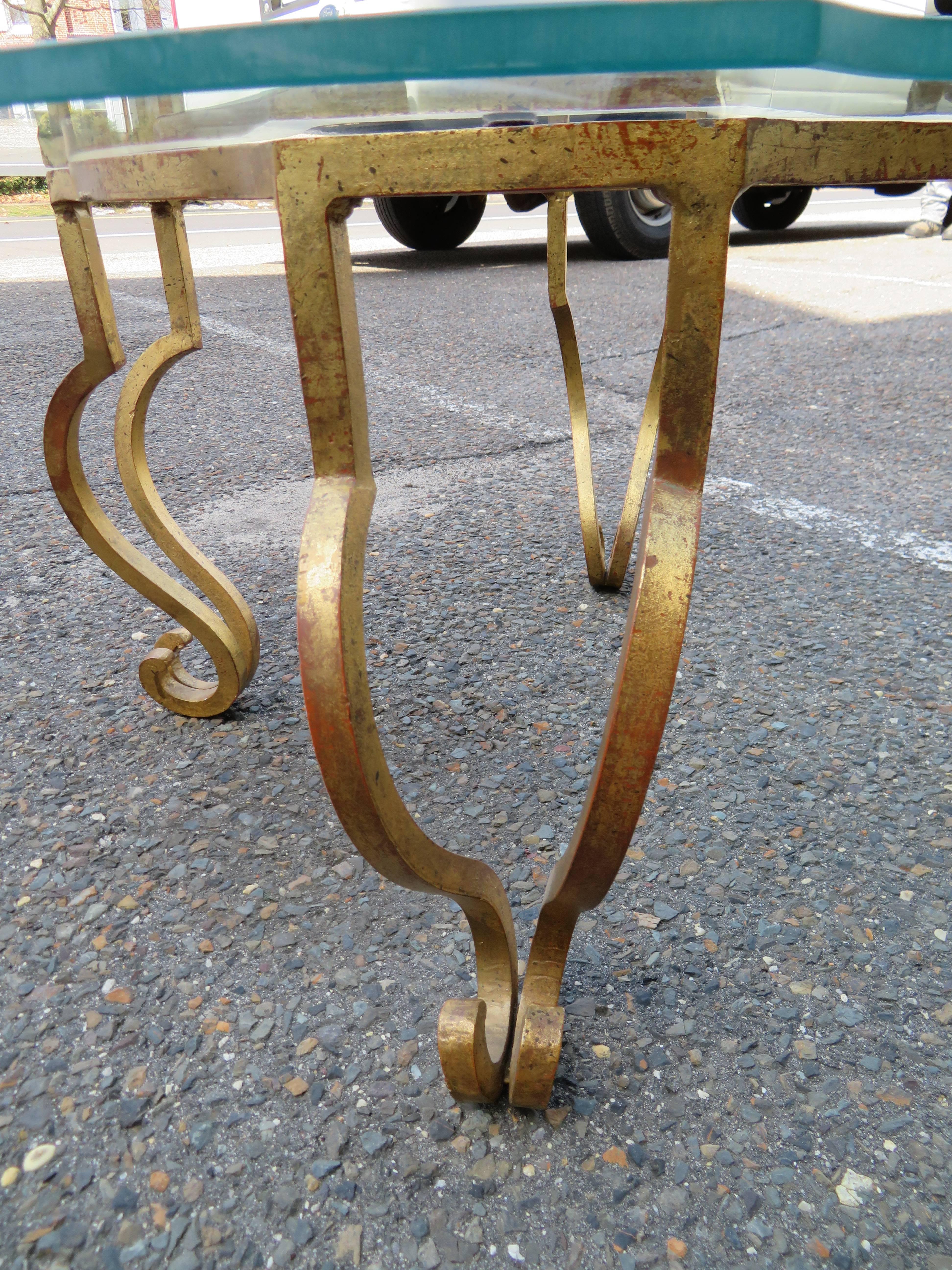 Gilt Gorgeous French Midcentury, Art Deco, Gilded Iron Side End Table Maison Ramsay