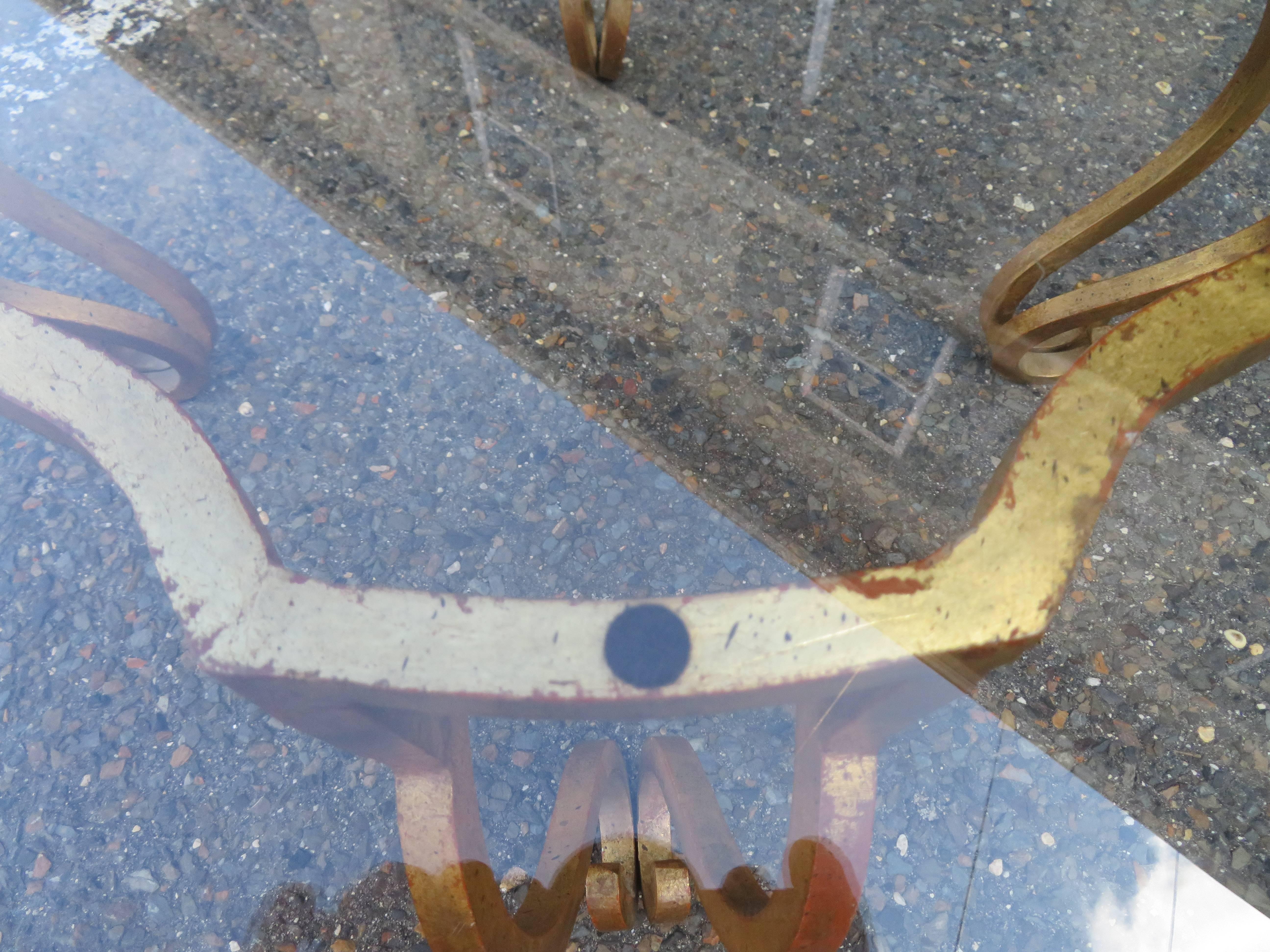 Mid-20th Century Gorgeous French Midcentury, Art Deco, Gilded Iron Side End Table Maison Ramsay