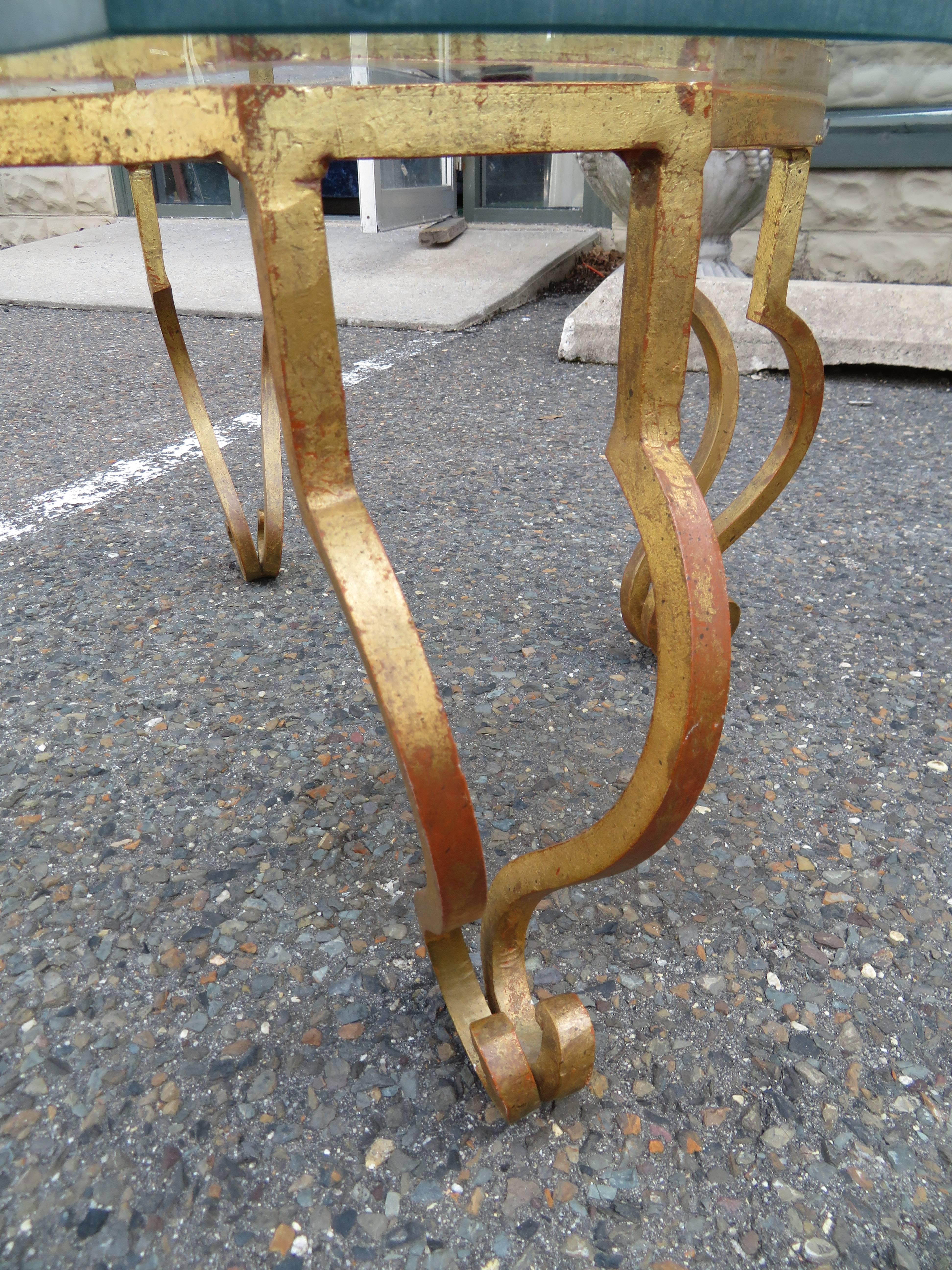 Gorgeous French Midcentury, Art Deco, Gilded Iron Side End Table Maison Ramsay 1
