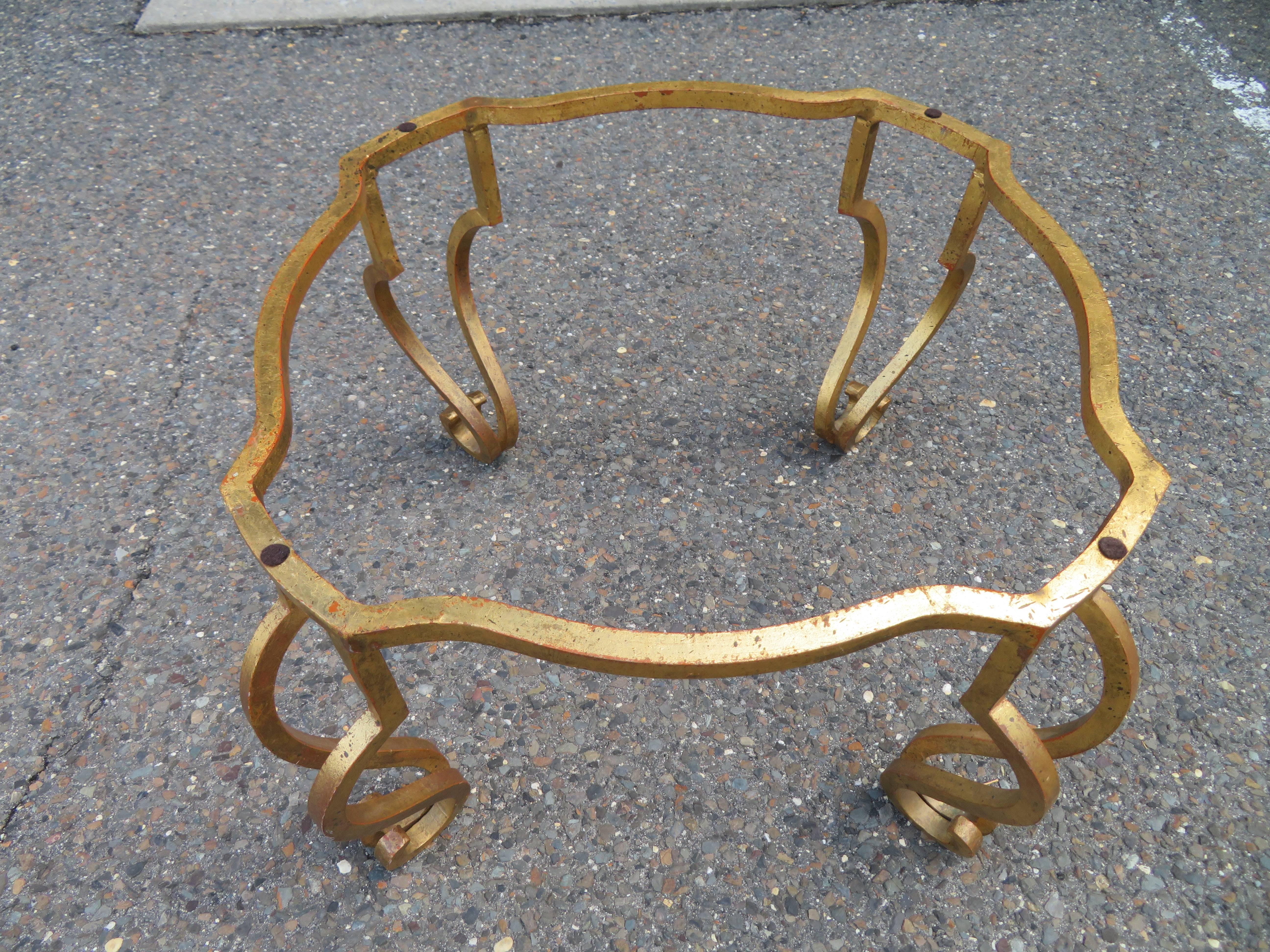 Gorgeous French Midcentury, Art Deco, Gilded Iron Side End Table Maison Ramsay 2