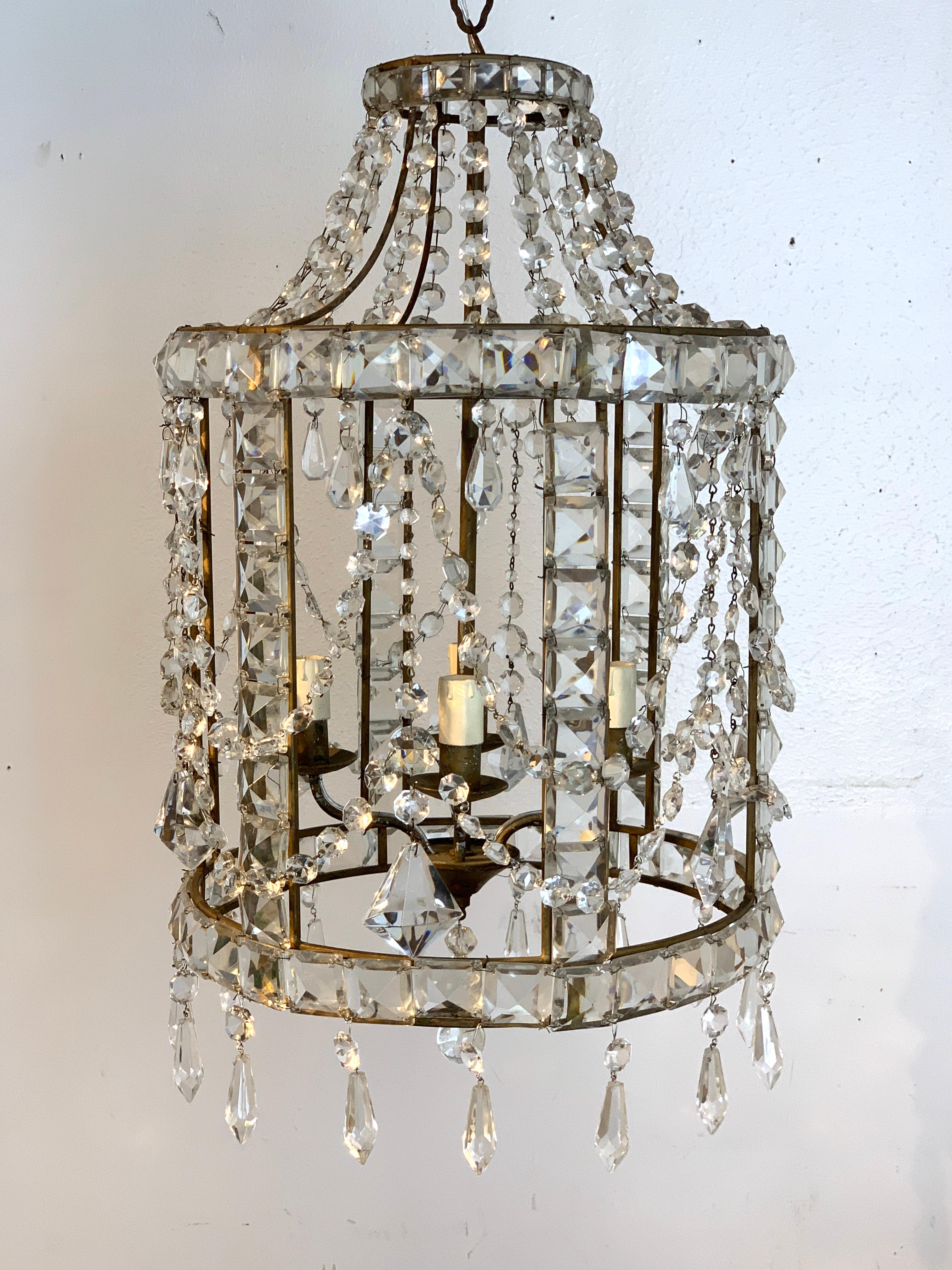 20th Century Gorgeous French Neoclassical Crystal Lantern