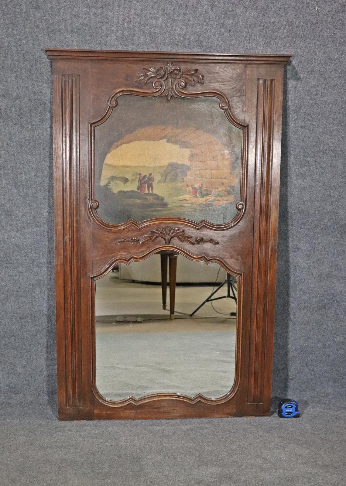 Gorgeous French Oil Painting Trumeau Mirror Circa 1920s For Sale 6