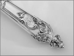 Gorgeous French Sterling Silver Bone Holder, Original Box, Cherubs