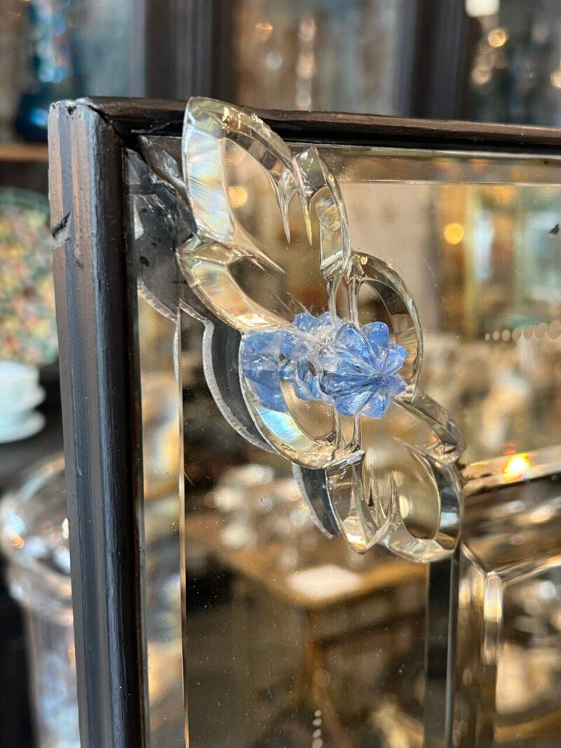 20th Century Gorgeous French Venetian Mirror 1920-40s-Small Blue Detail For Sale