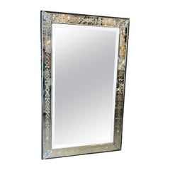 Gorgeous French Venetian Mirror 1920-40s-Small Blue Detail