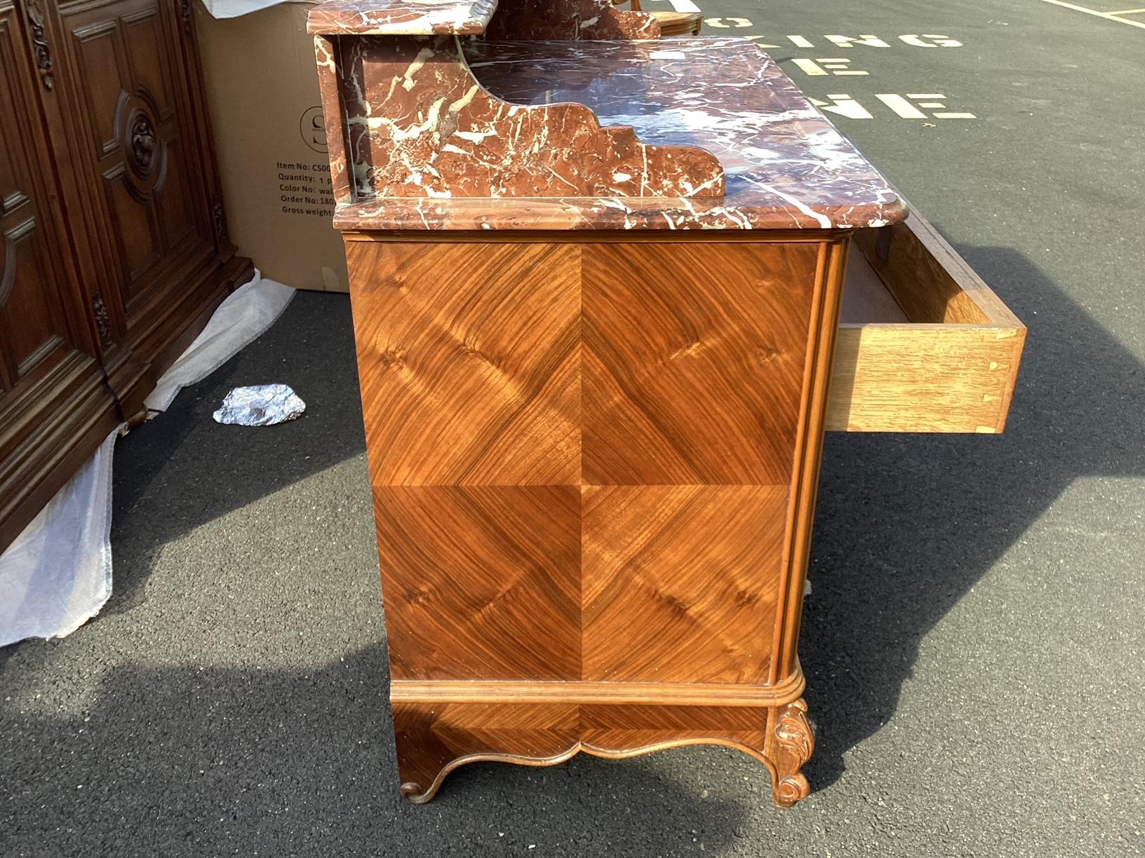 Gorgeous French Walnut Chest of Drawers with Marble Top 2