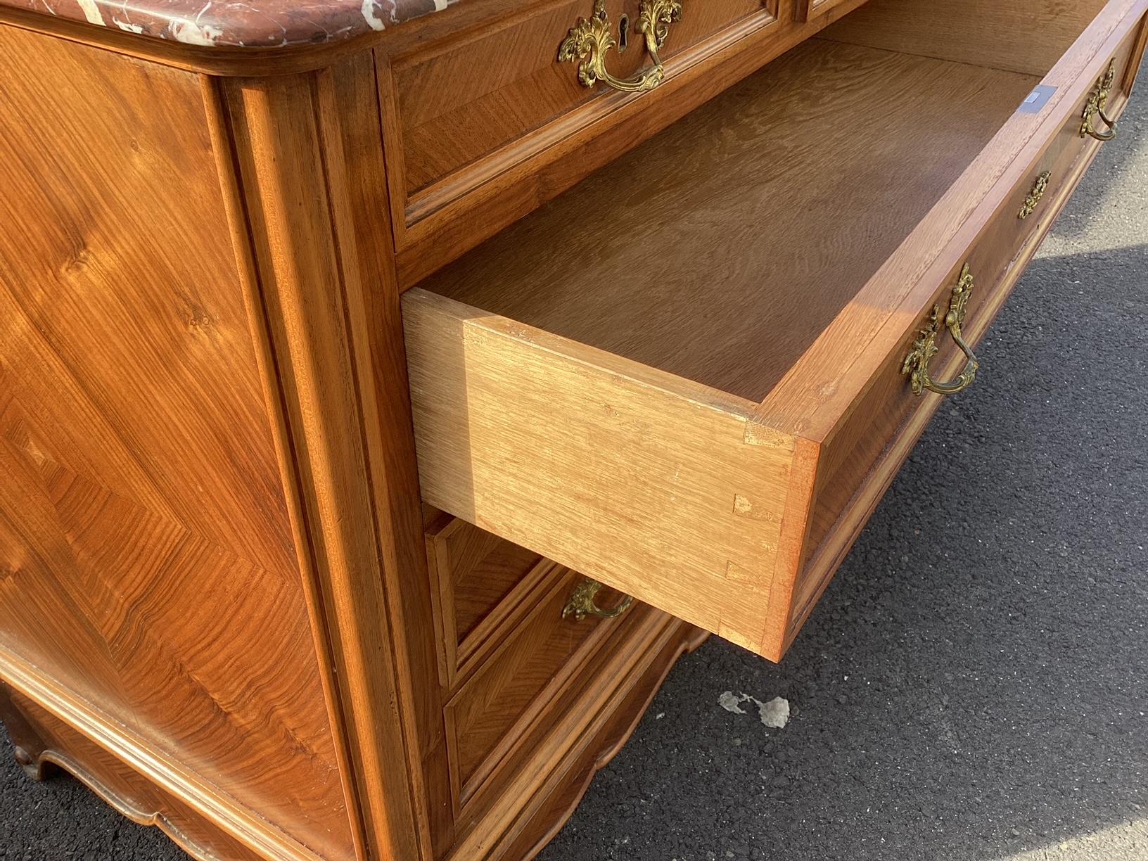 Gorgeous French Walnut Chest of Drawers with Marble Top 3