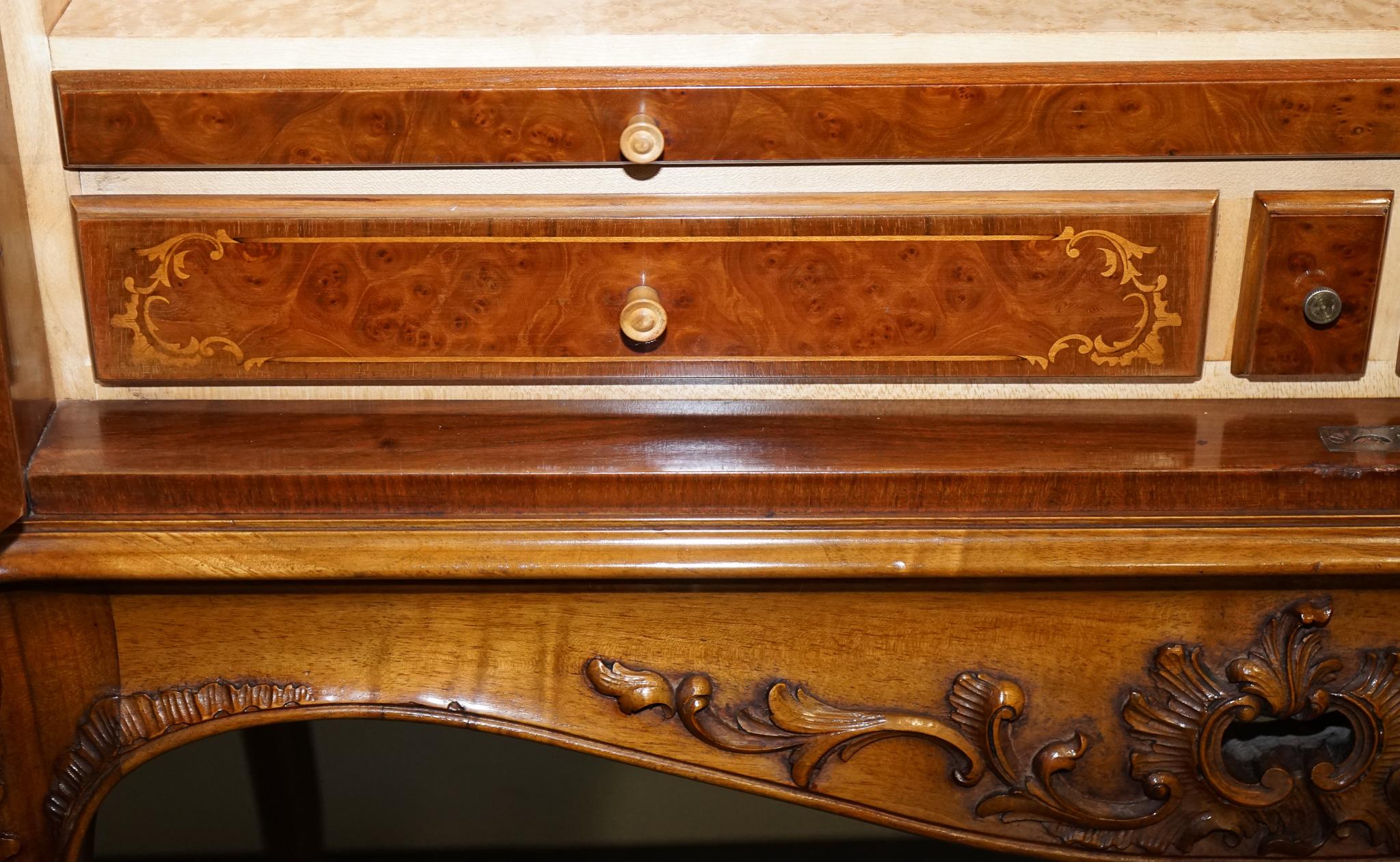 20th Century Gorgeous French Walnut Parquetry Drinks Cocktail Bar Cabinet Cupboard For Sale