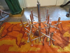 Gorgeous Gaetano Sciolari 1970s Chrome and Lucite Chandelier Midcentury