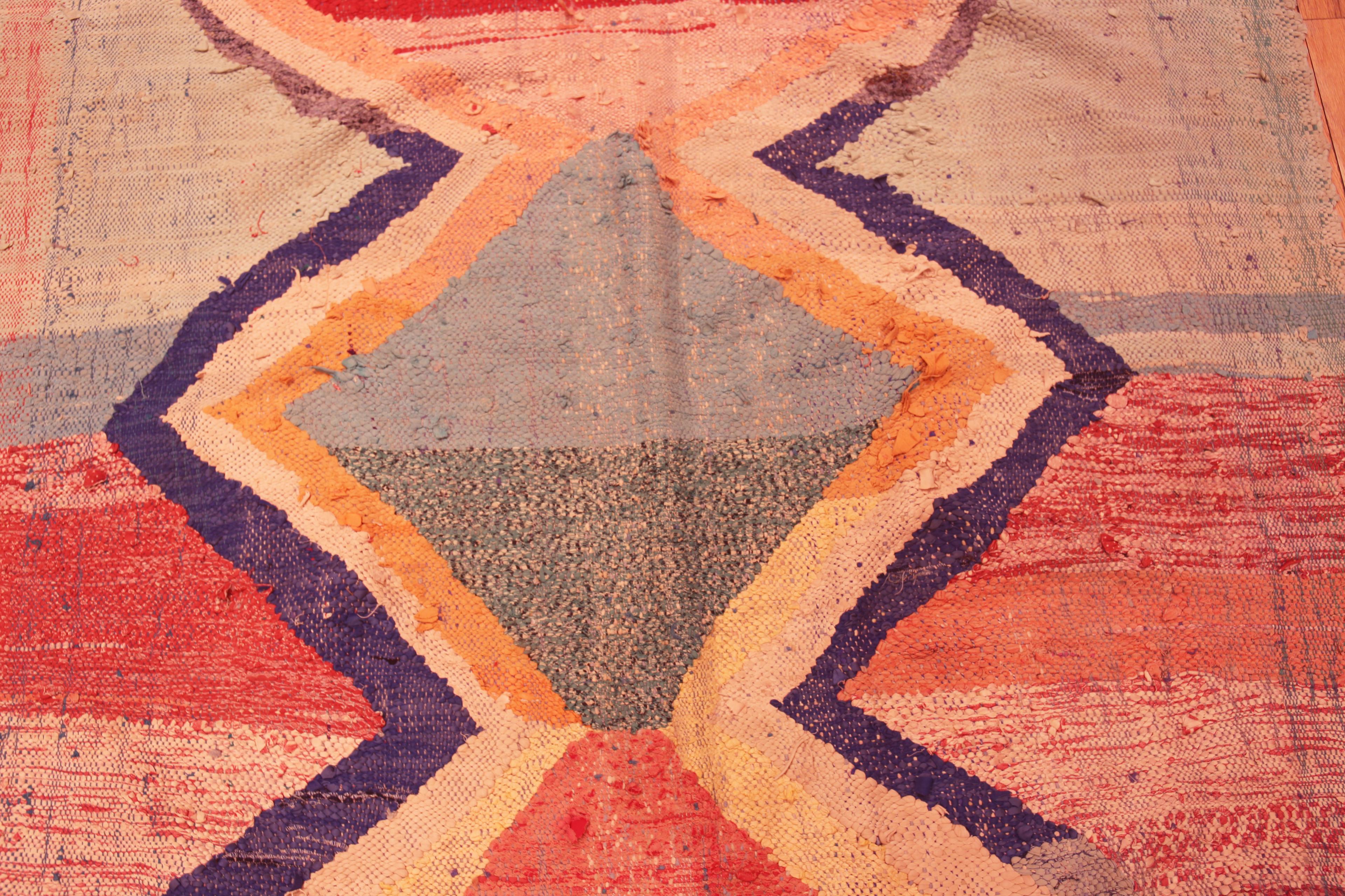 Magnifique Kilim marocain vintage artistique de 4'9