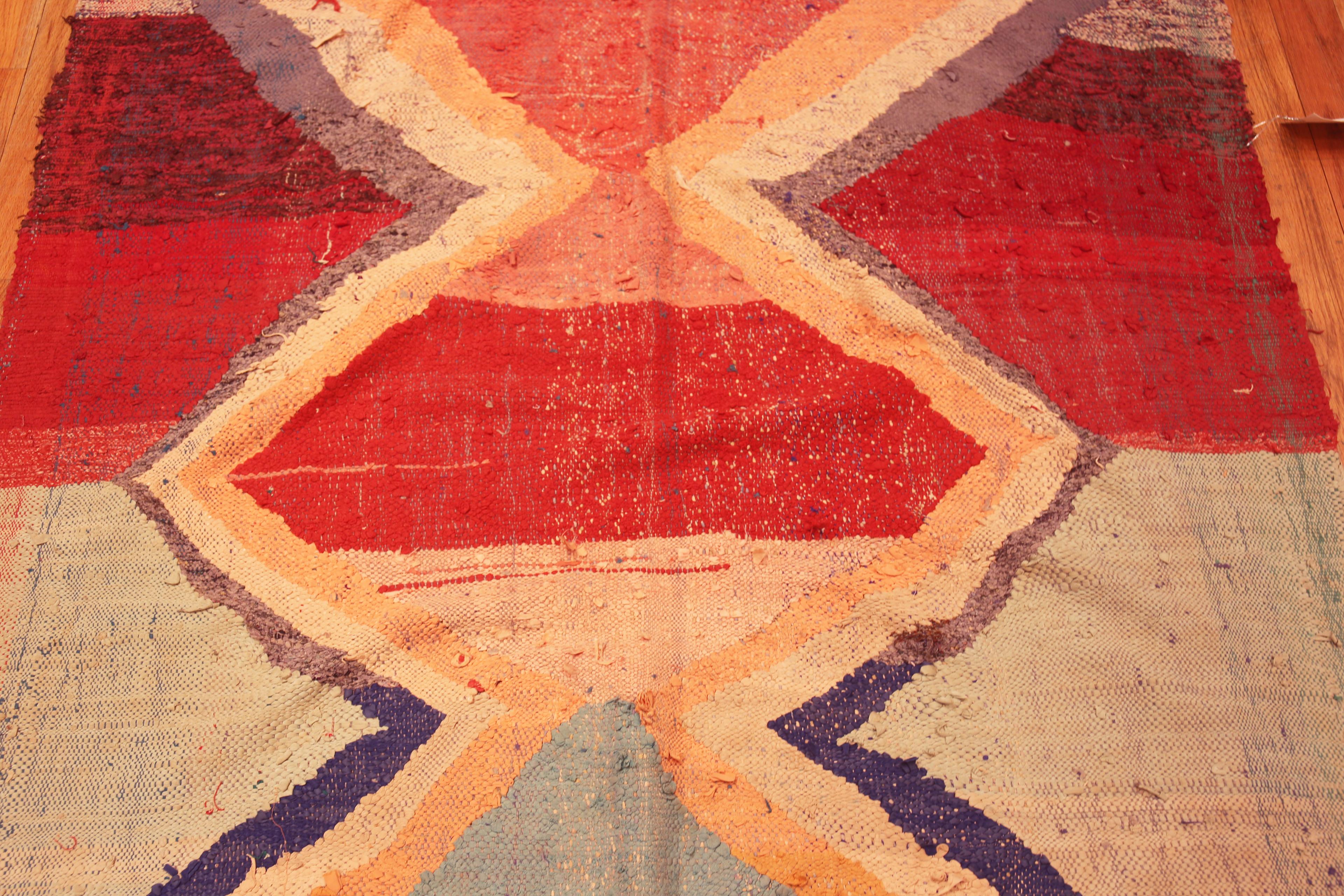 Laine Magnifique Kilim marocain vintage artistique de 4'9
