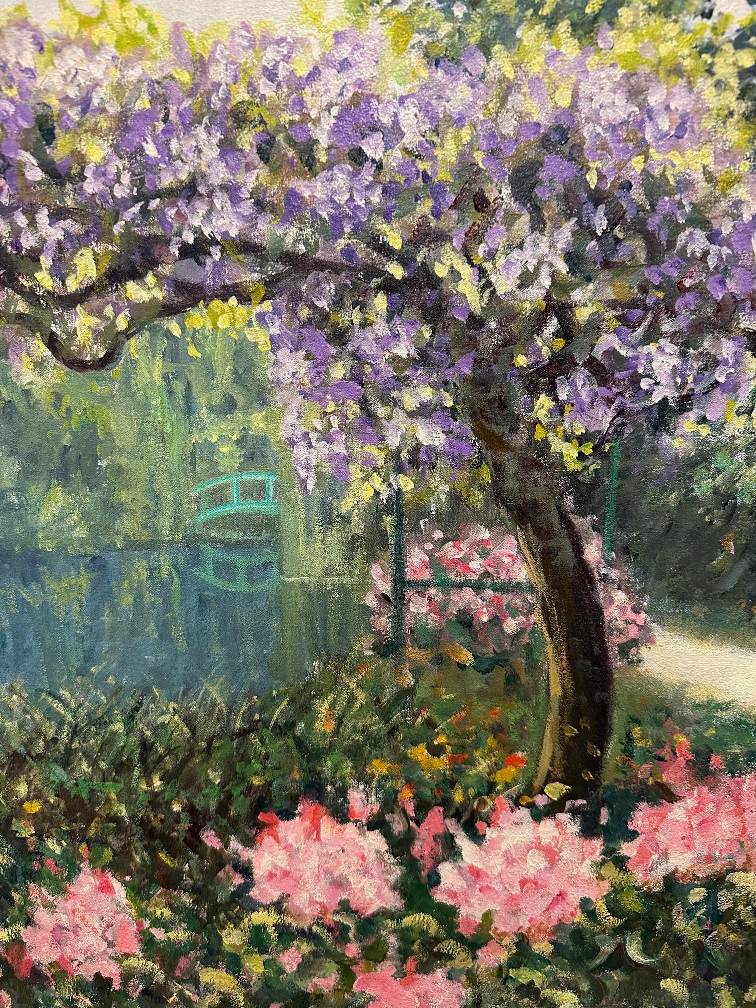 Wunderschöne Gartenszene mit Brücke von Francois Beaupre im Angebot 3
