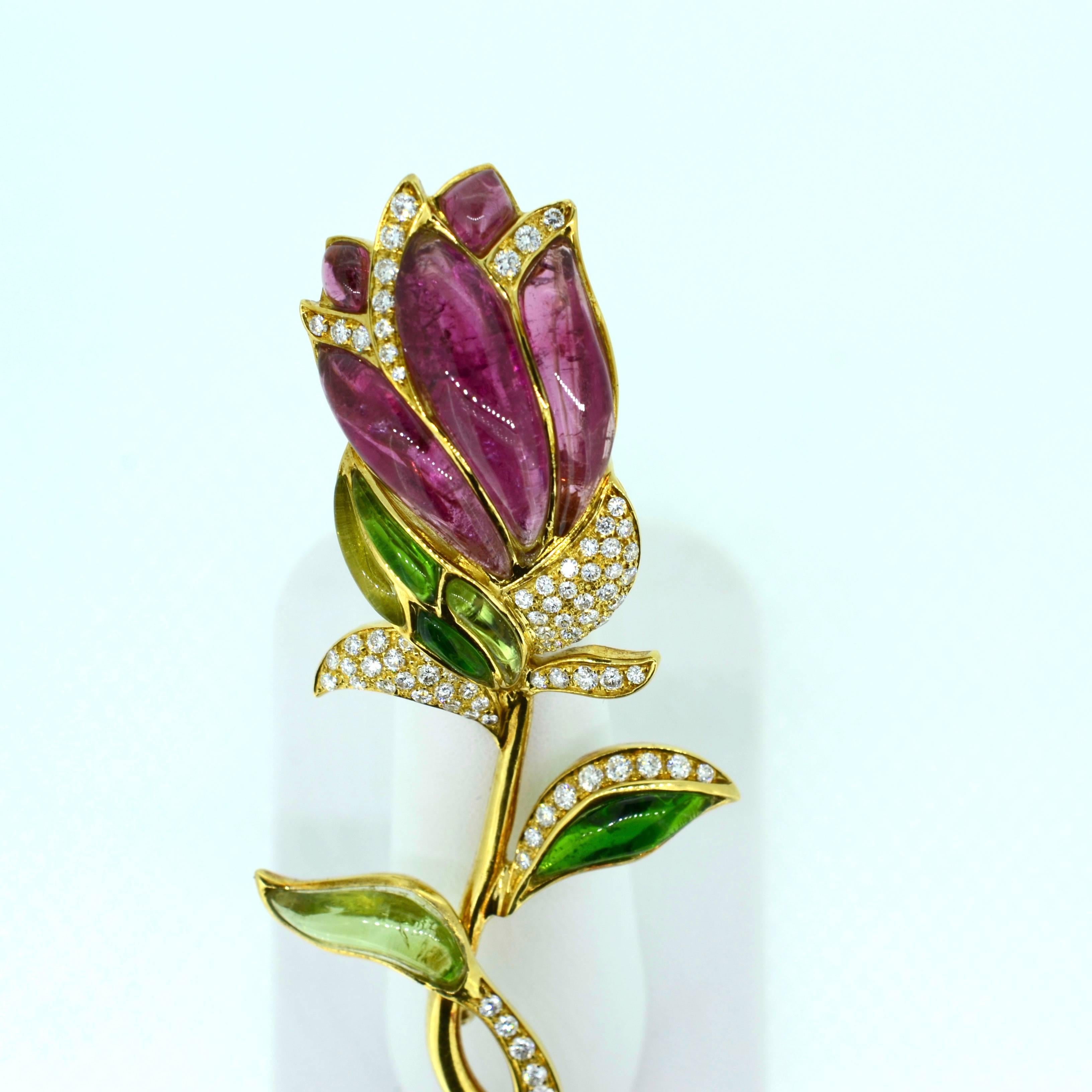 Artisan Gorgeous Gemstone Brooch For Sale