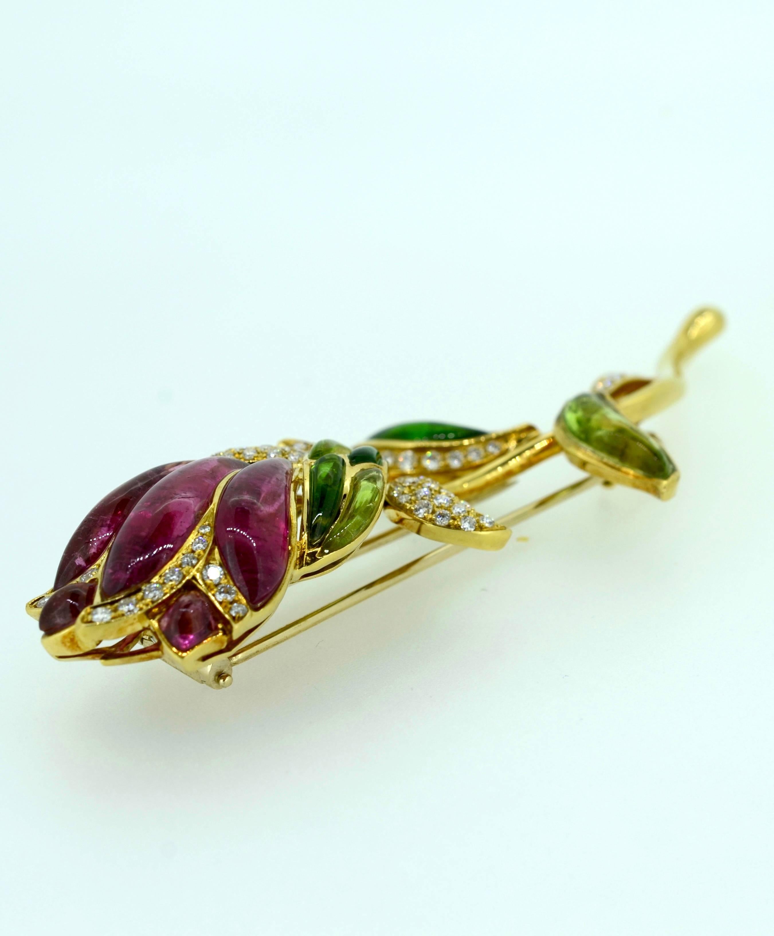 Gorgeous Gemstone Brooch In New Condition For Sale In Highlands, NC