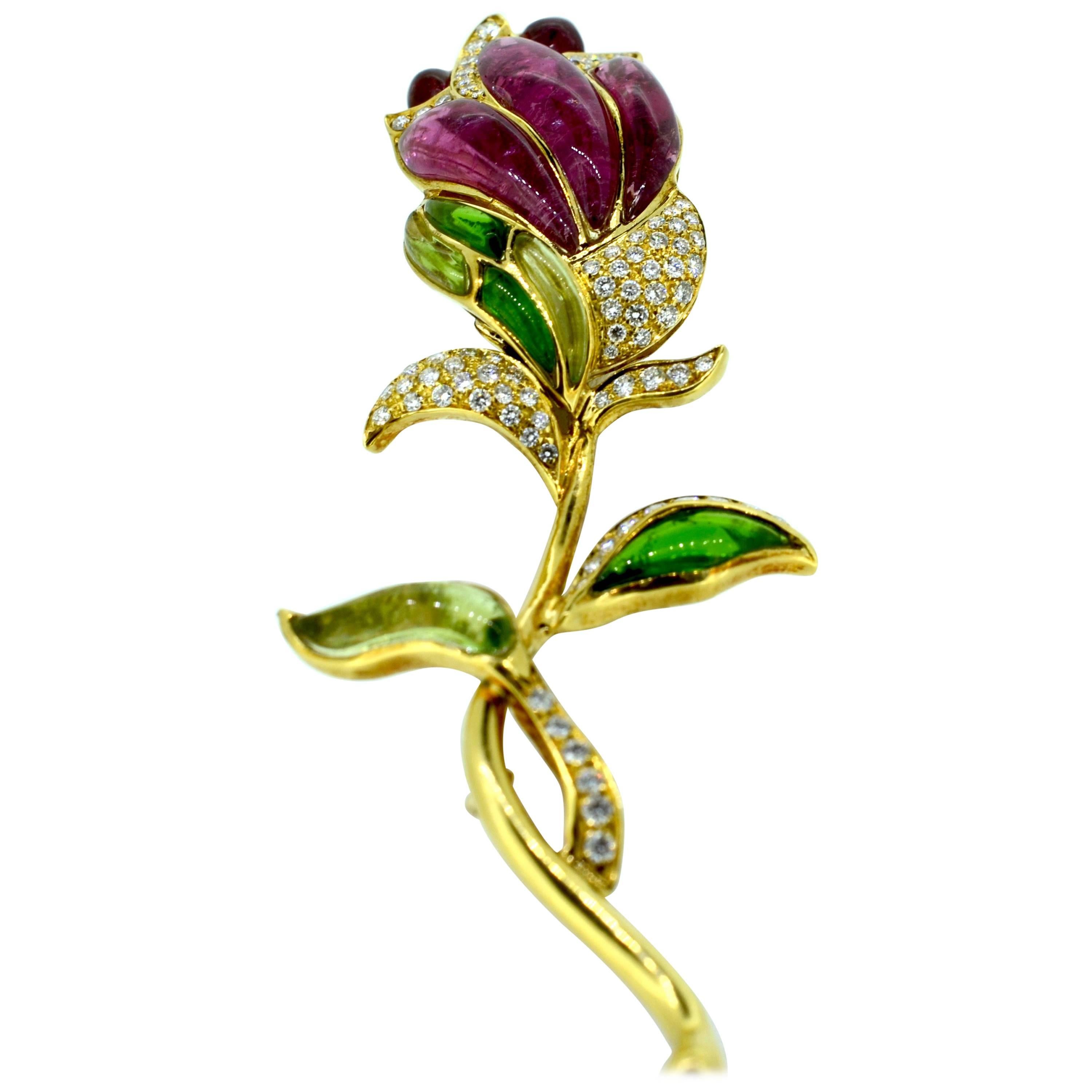 Gorgeous Gemstone Brooch For Sale