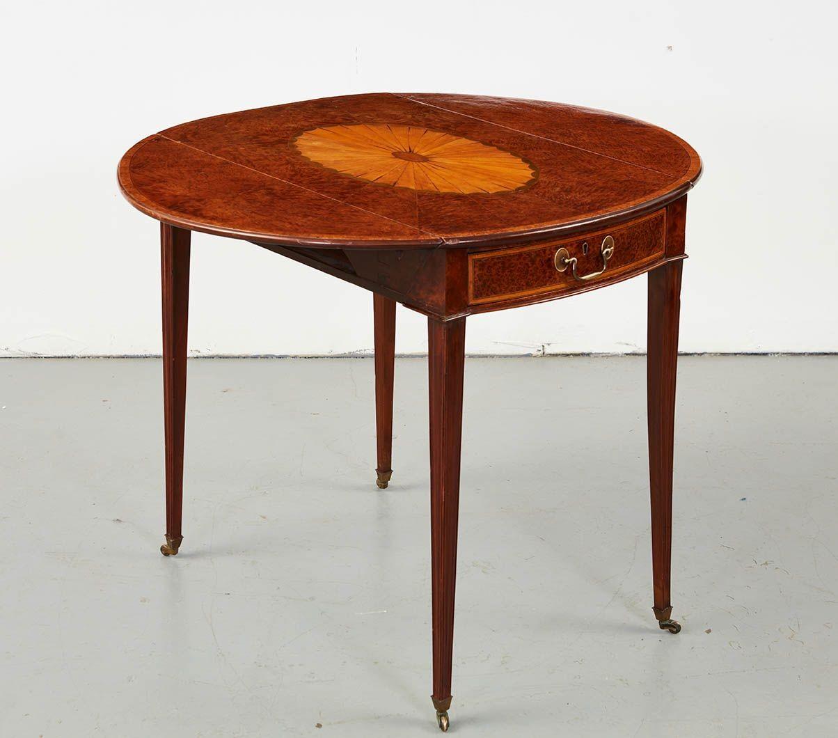 English Gorgeous George III Burl Yewwood Pembroke Table For Sale