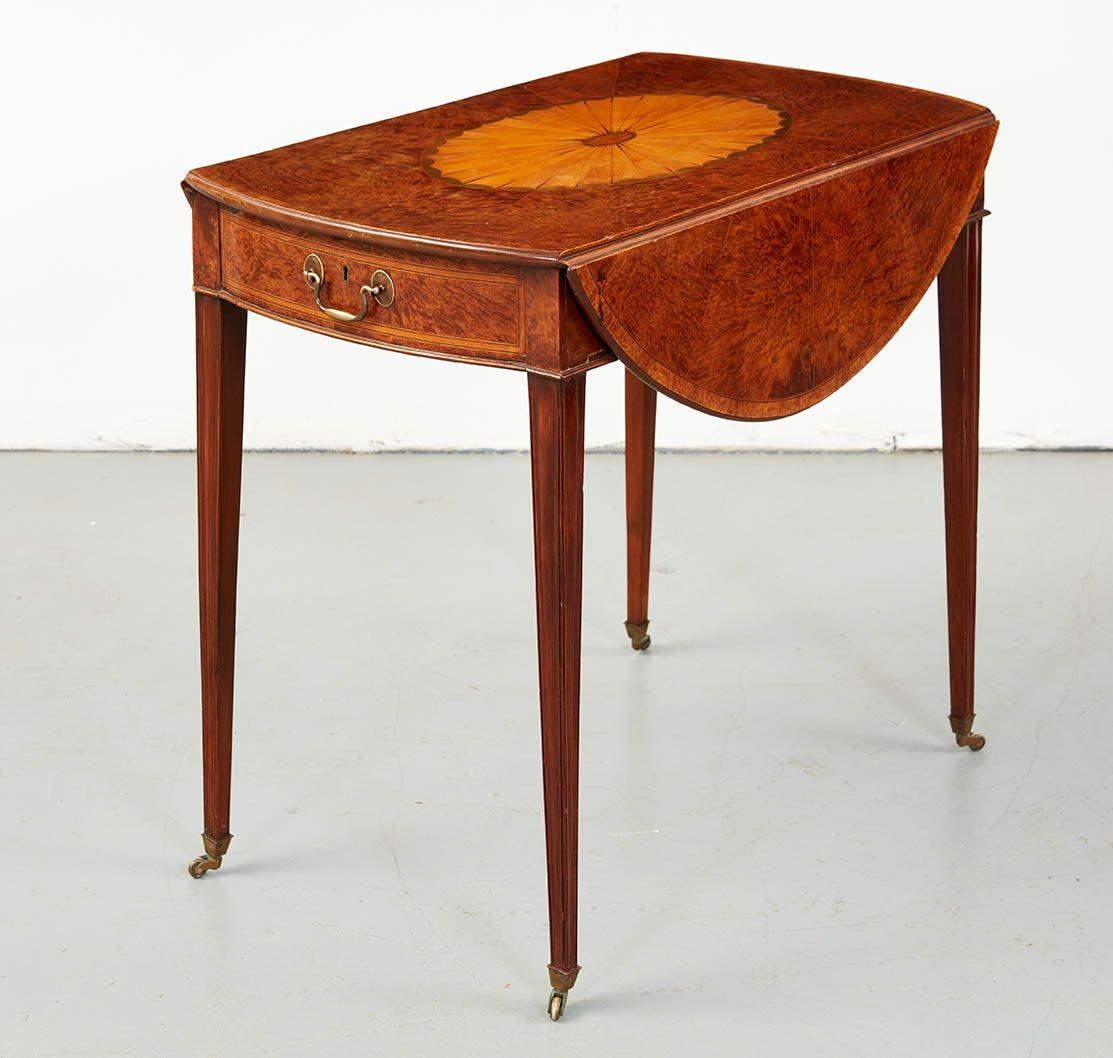 Satinwood Gorgeous George III Burl Yewwood Pembroke Table For Sale