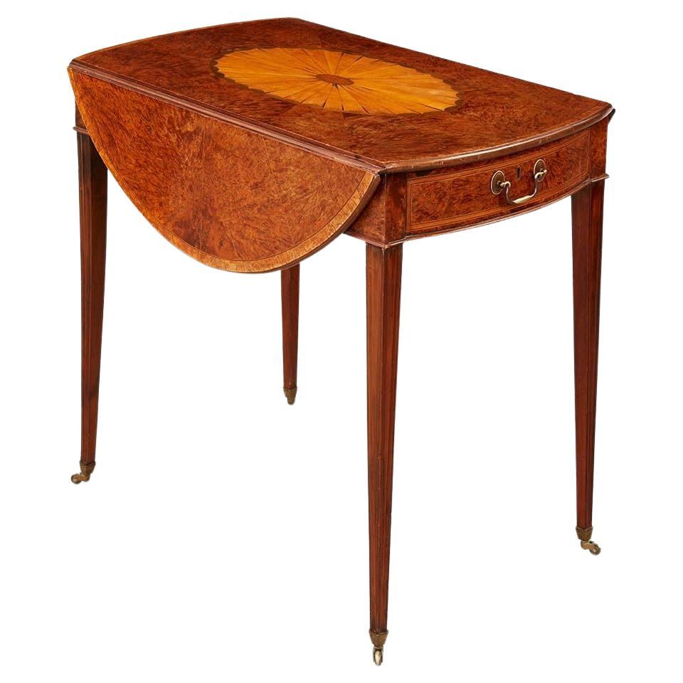 Gorgeous George III Burl Yewwood Pembroke Table For Sale