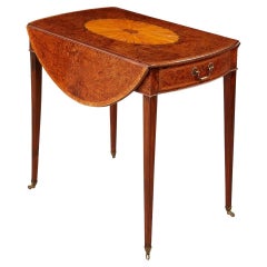 Antique Gorgeous George III Burl Yewwood Pembroke Table