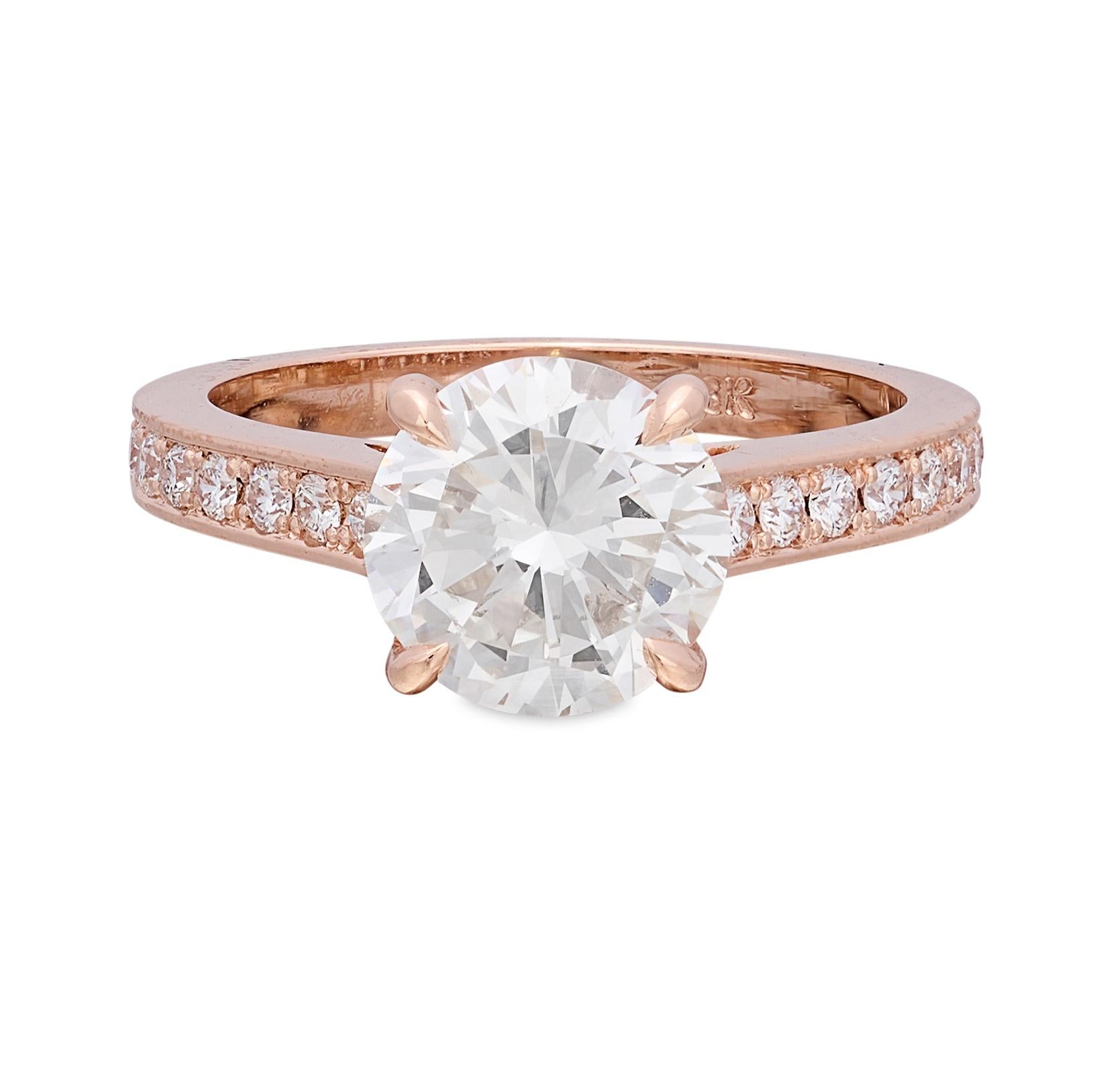 Gorgeous GIA 2.22 Carat Rose Gold Diamond Ring In New Condition For Sale In San Francisco, CA