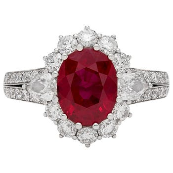 3.06-Carat Burma Ruby and Diamond Ring