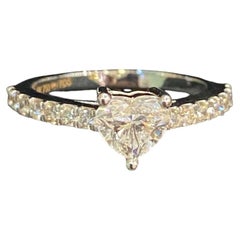 Gorgeous GIA Certified 1 Cts D VVS1 Heart Cut Diamonds Pavé Ring 18K White Gold