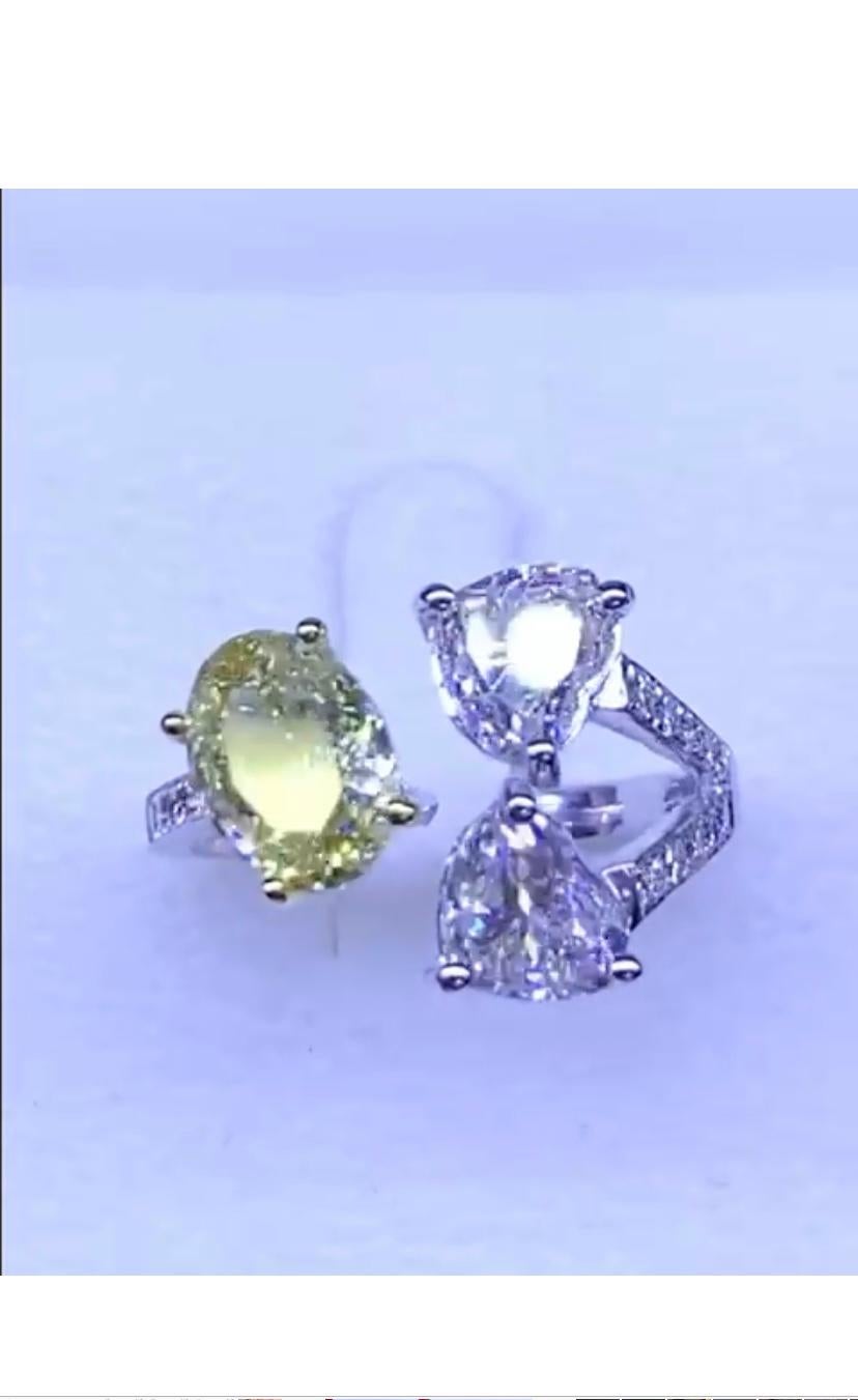 Taille cœur Superbe bague avec 4 magnifiques diamants certifiés GIA en vente