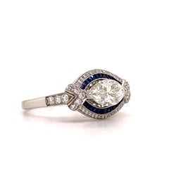 Sophia D. GIA Certified Marquise Center Diamond and Sapphire Ring in Platinum