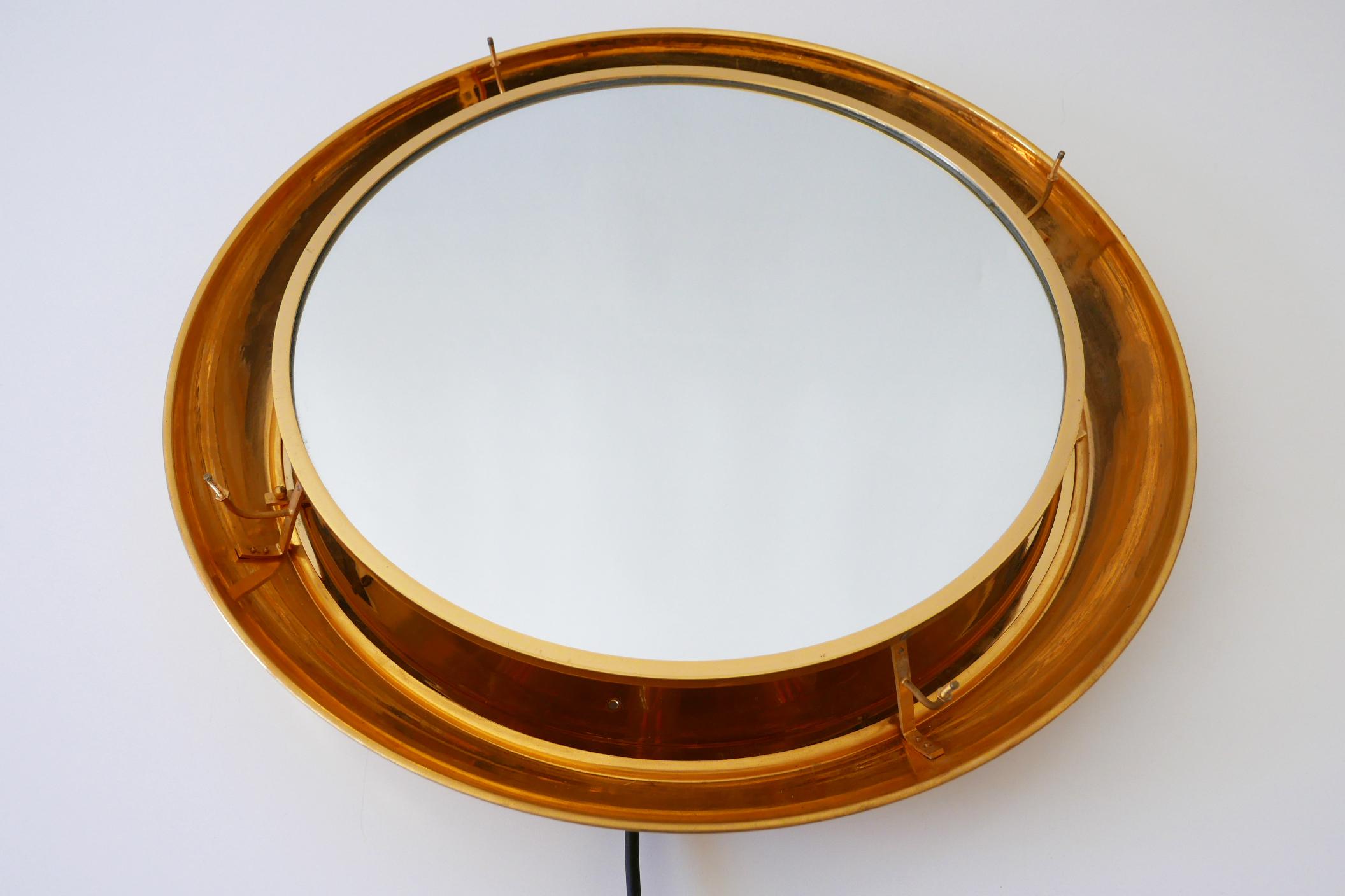 Gorgeous Gilt Brass & Crystal Glass Backlit Wall Mirror by Palwa, Germany, 1970s For Sale 12