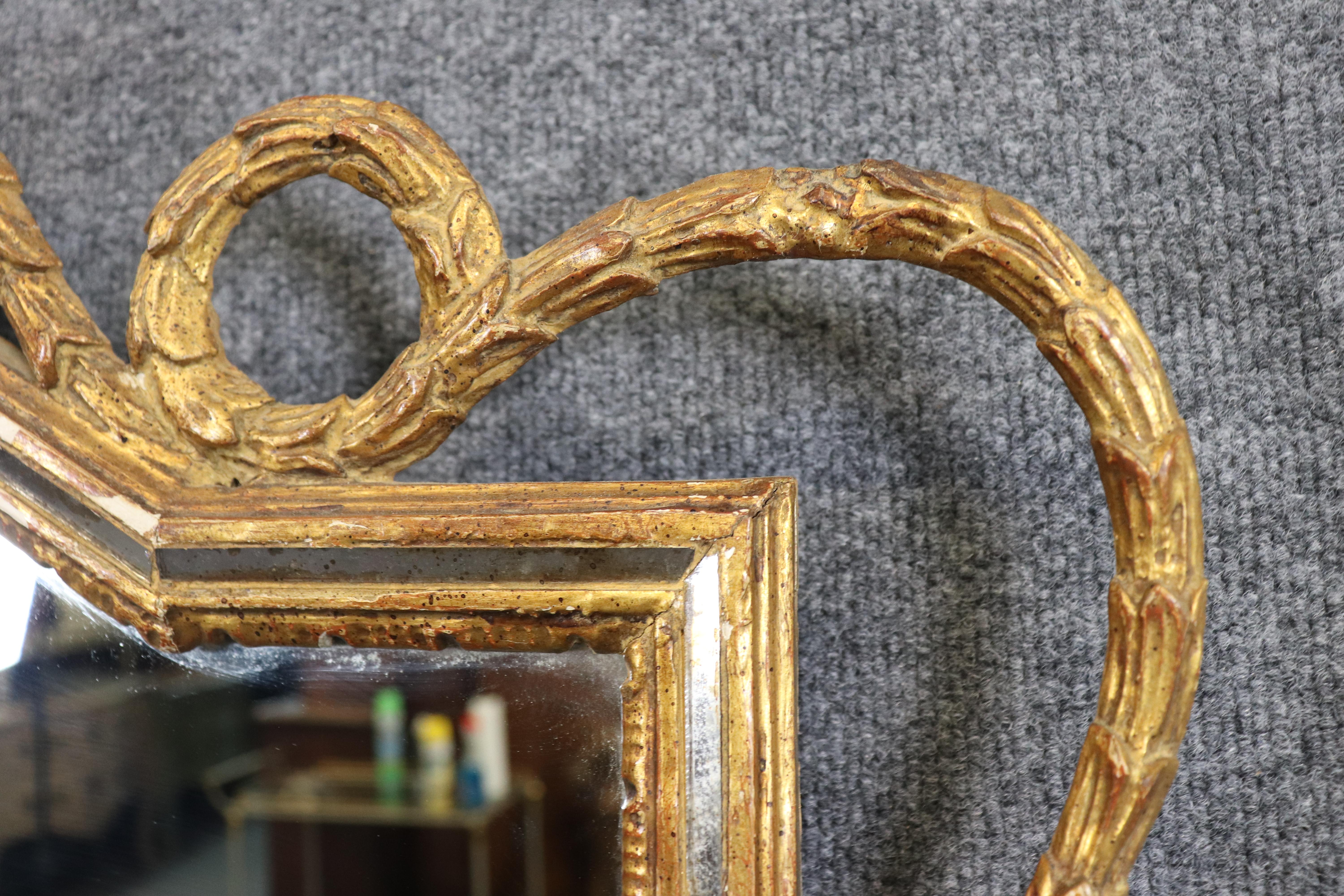 Gorgeous Giltwood Faux Bois Floral Italian Hollywood Regency Wall Mirror For Sale 1