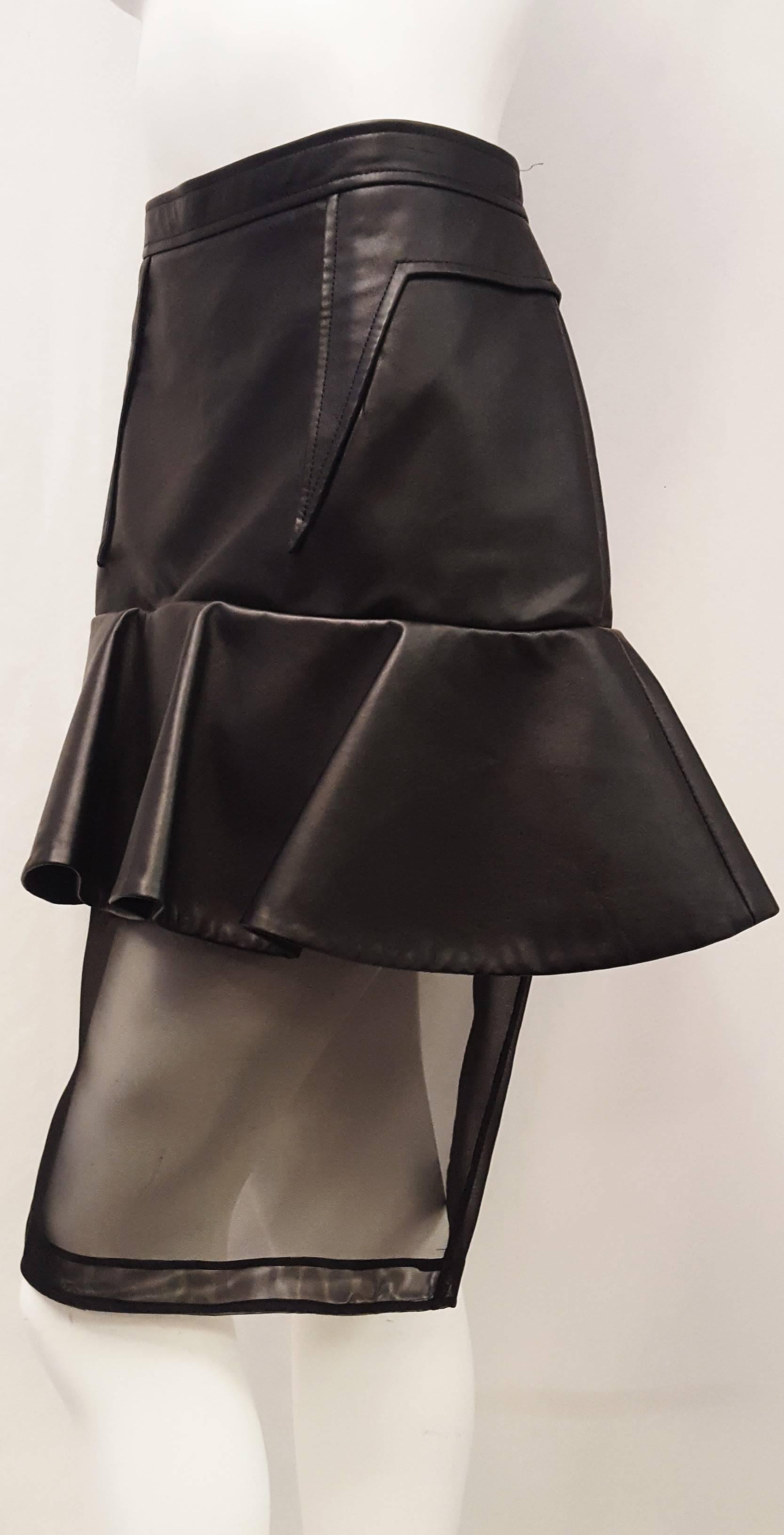 ruffle leather skirt