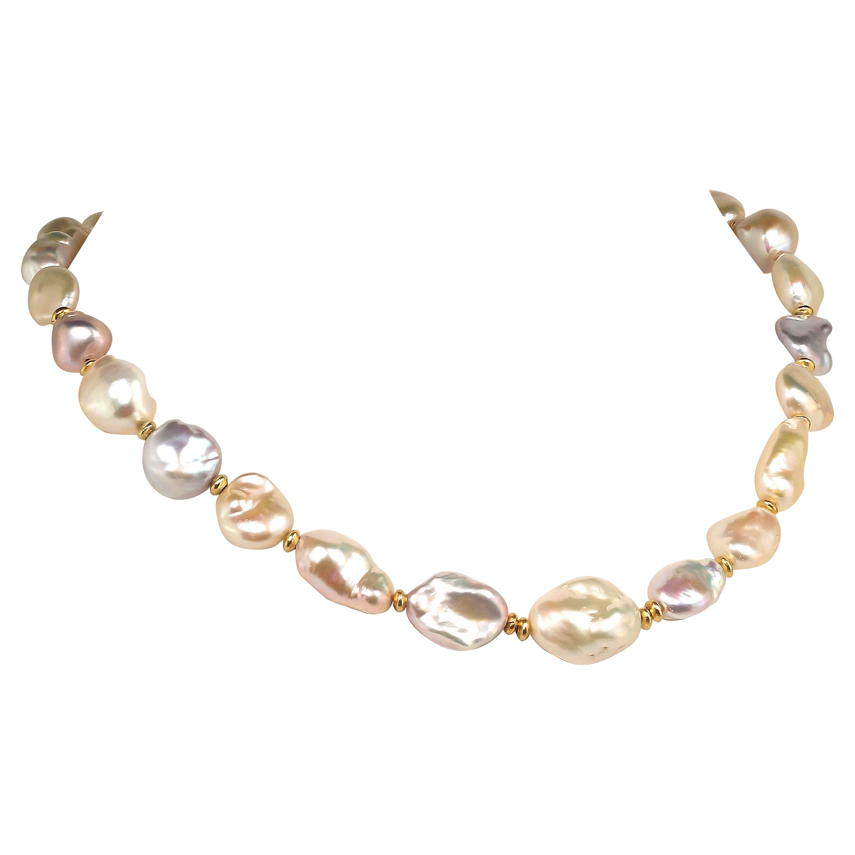 Gorgeous, Glowing, Iridescent Freshwater Pearl Choker Necklace June Birthstone