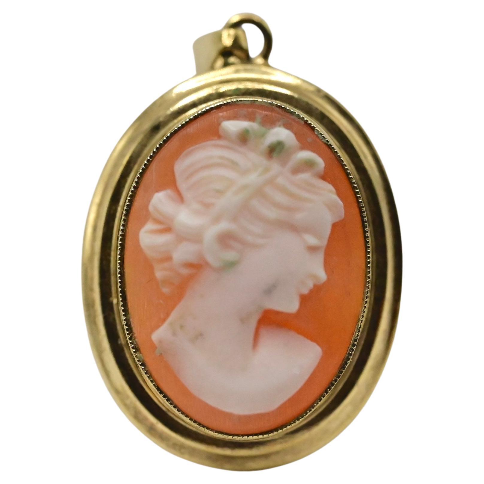 Gorgeous Gold Cameo Necklace Pendant
