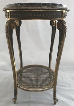 Gorgeous Gold Giltwood Oval Side Table with Marble Top