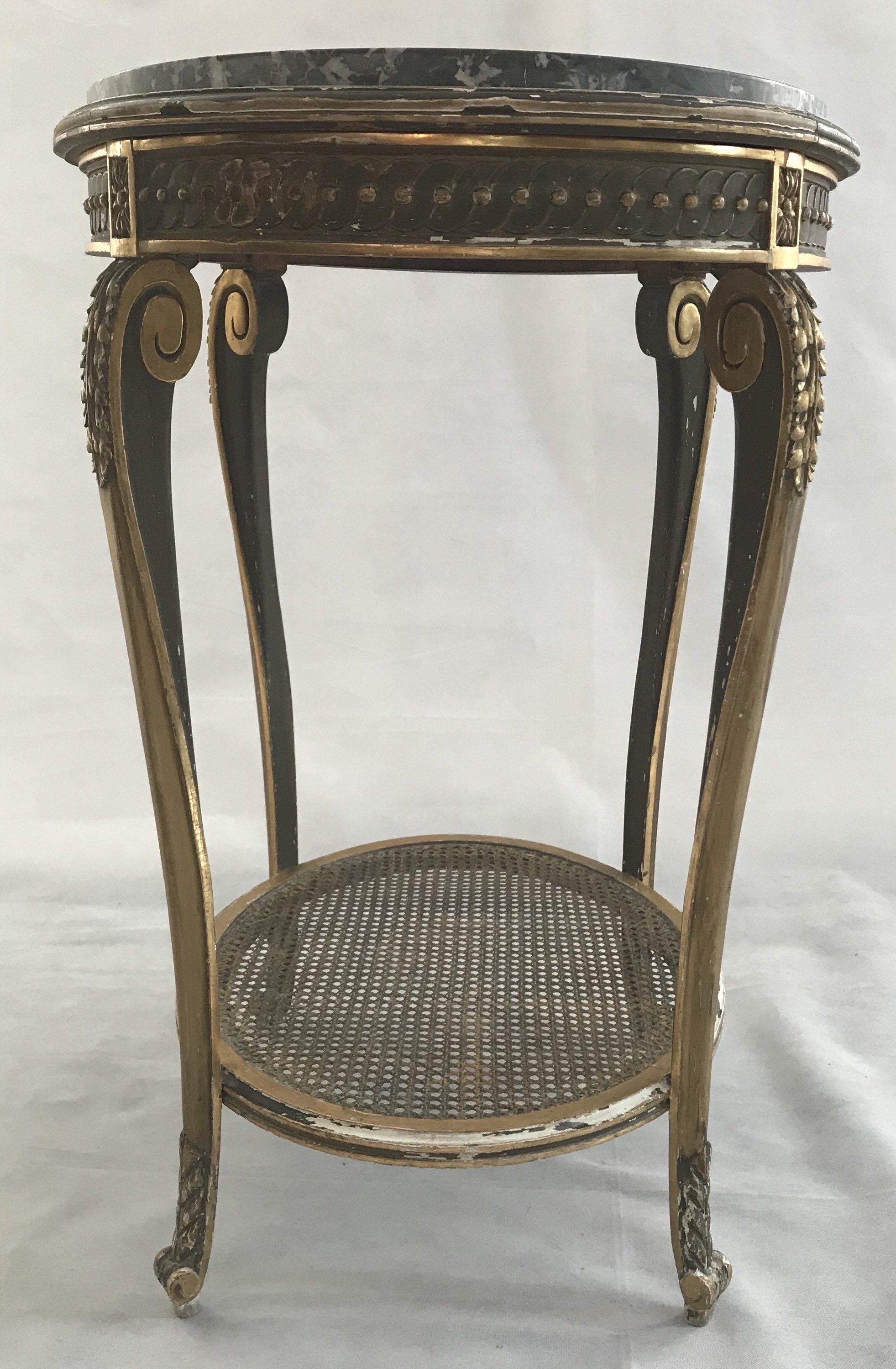 Louis XVI Gorgeous Gold Giltwood Oval Side Table with Marble Top