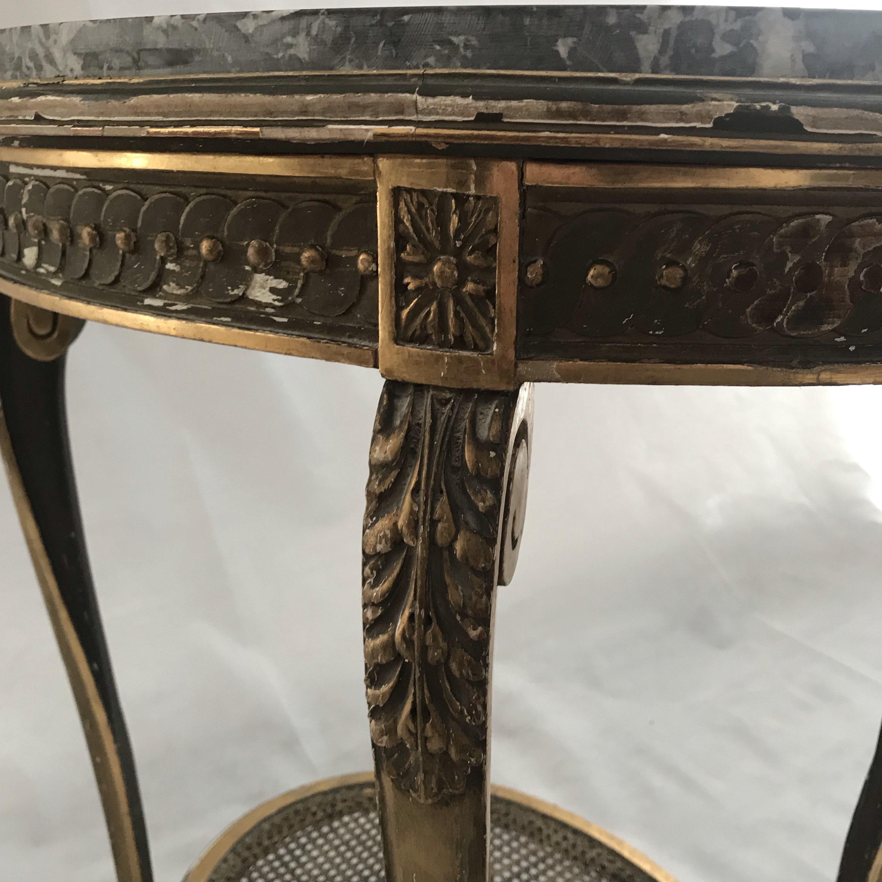 Gorgeous Gold Giltwood Oval Side Table with Marble Top 2