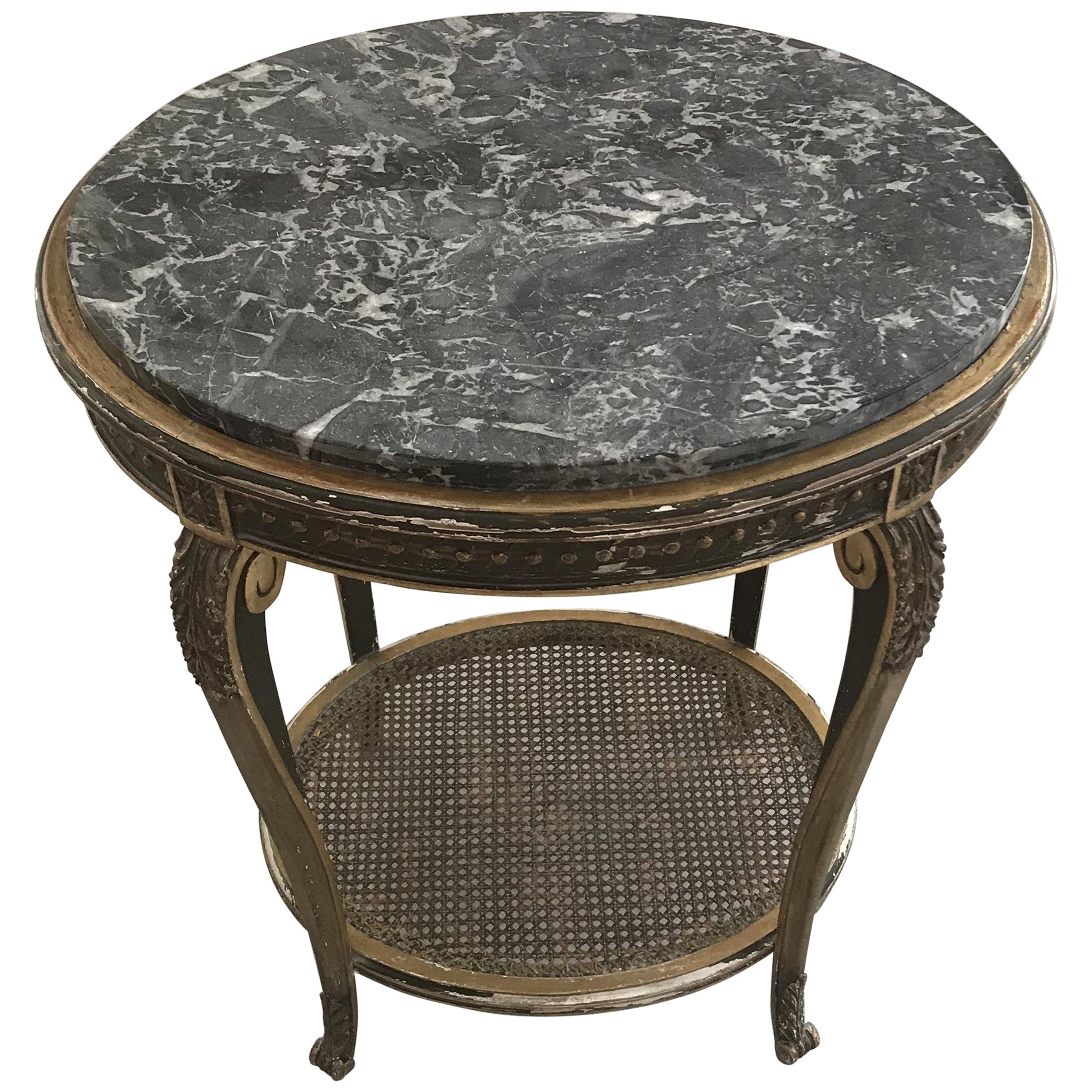 Gorgeous Gold Giltwood Oval Side Table with Marble Top