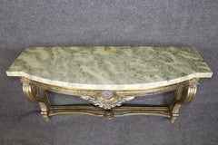 Gorgeous Gold Leaf Wall Mounted Faux Marble French Louis XVI Console Table