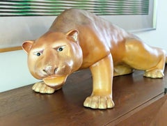 Gorgeous Golden leaf and painted ceramic panther from the '70s