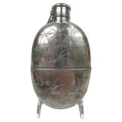 Gorgeous Gorham Japonesque Sterling Silver Flask with Cranes & Bamboo